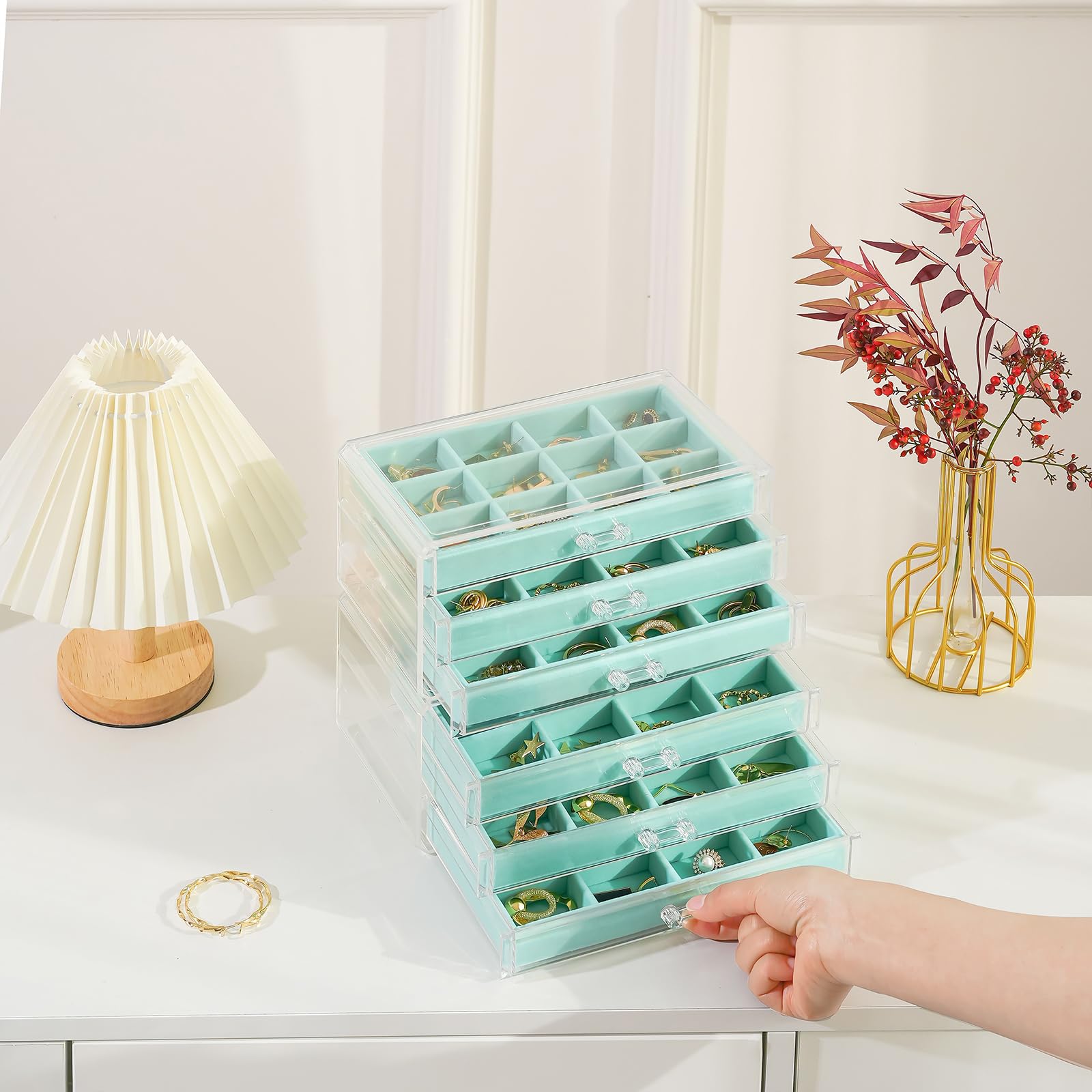 Acrylic Jewelry Box with Adjustable Velvet Trays