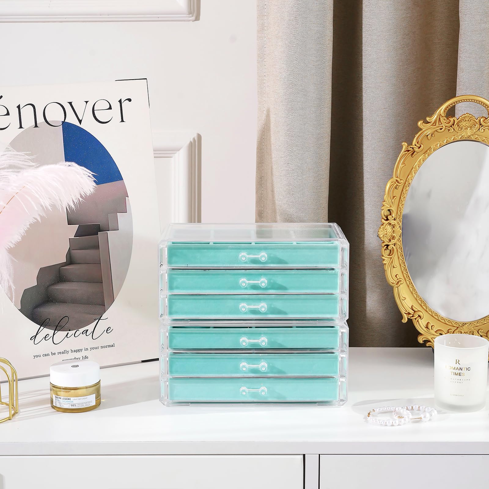 Acrylic Jewelry Box with Adjustable Velvet Trays