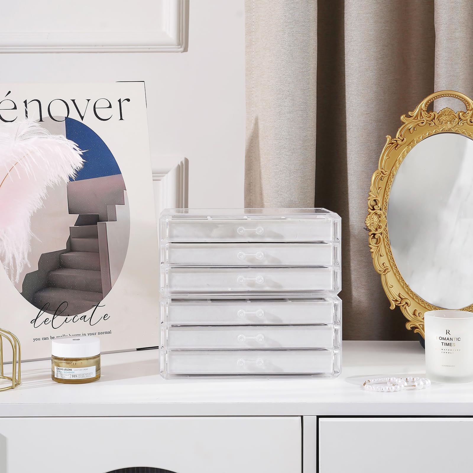 Acrylic Jewelry Box with Adjustable Velvet Trays