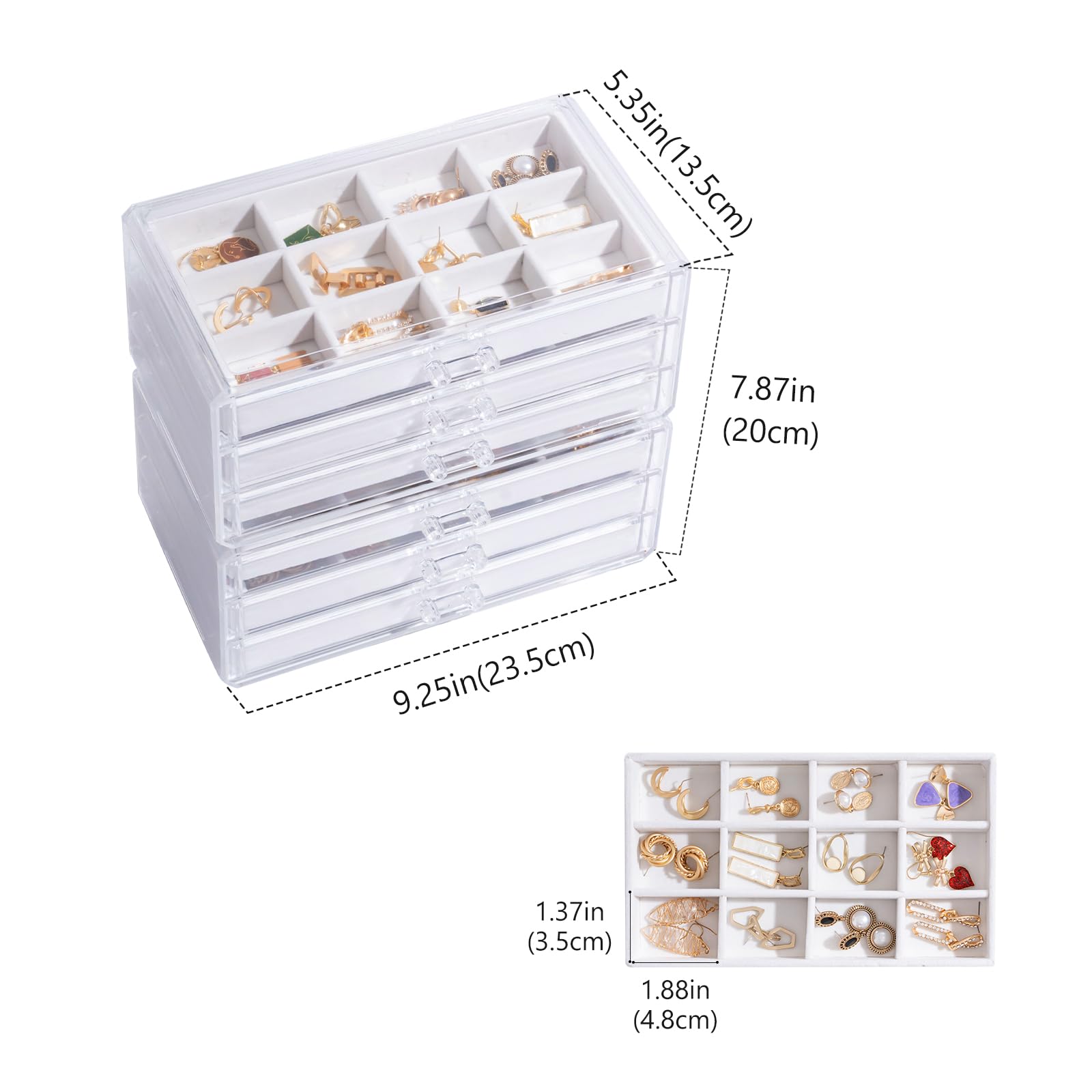 Acrylic Jewelry Box with Adjustable Velvet Trays