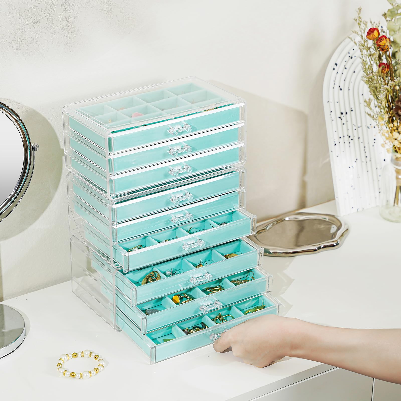 Acrylic Jewelry Box with Adjustable Velvet Trays