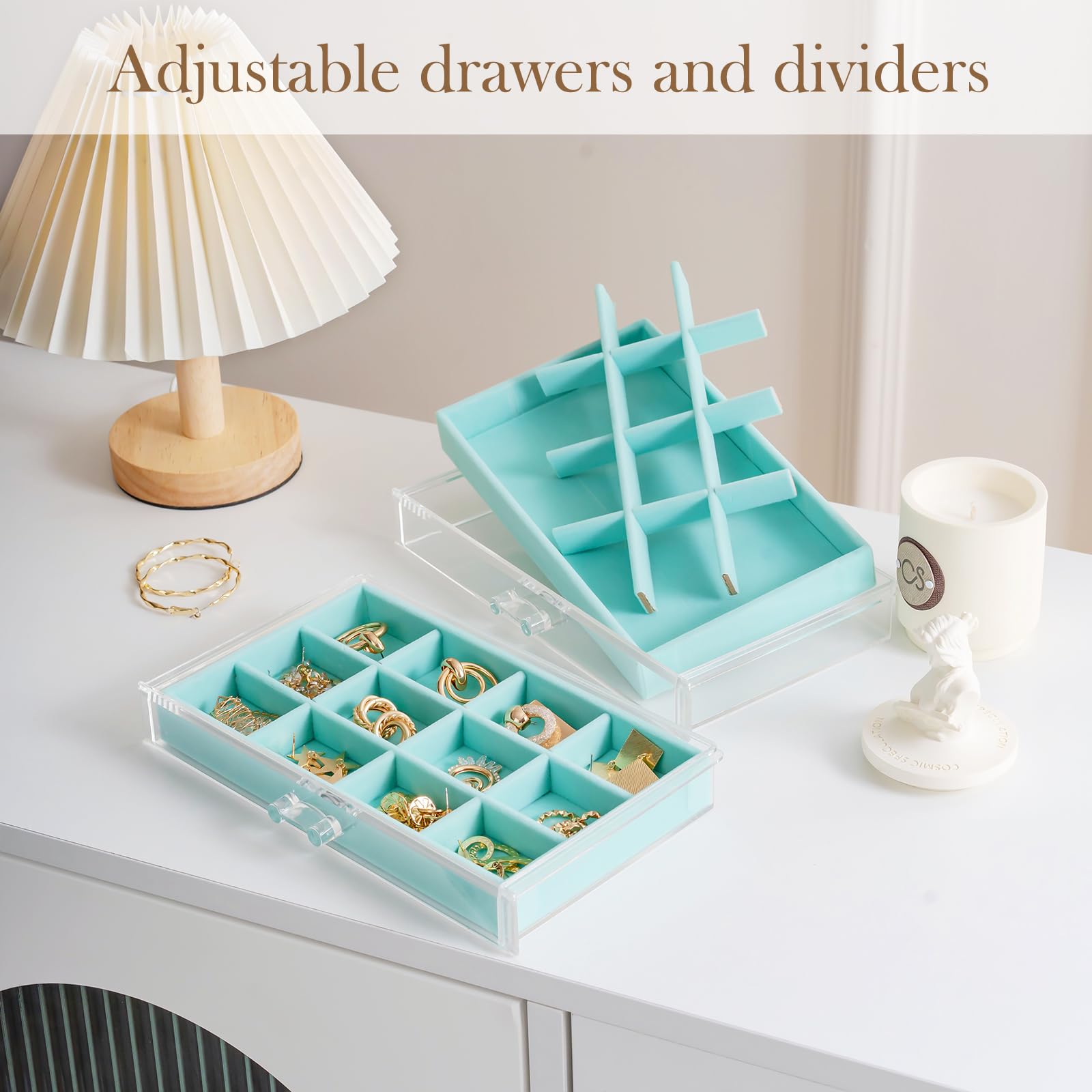 Acrylic Jewelry Box with Adjustable Velvet Trays