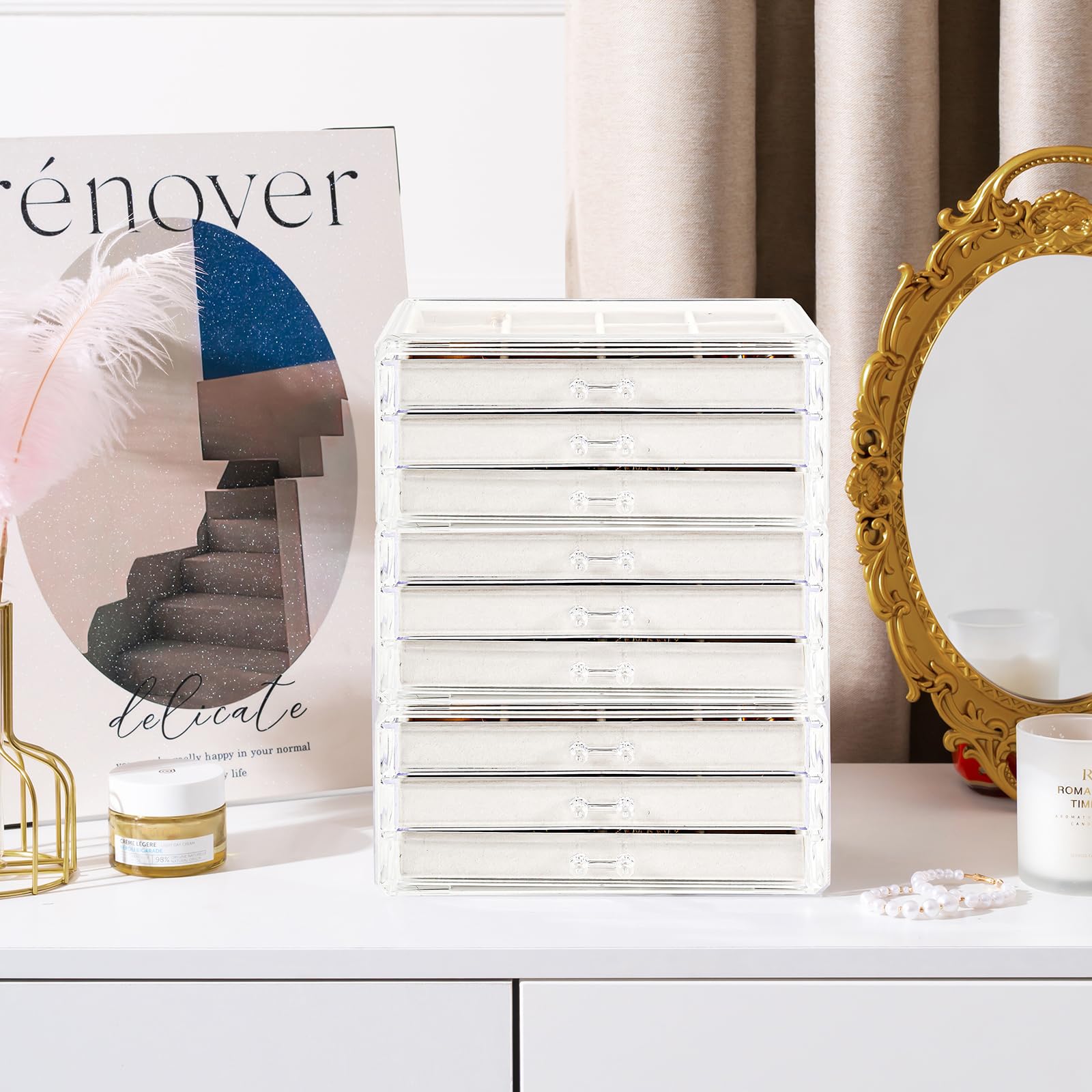 Acrylic Jewelry Box with Adjustable Velvet Trays