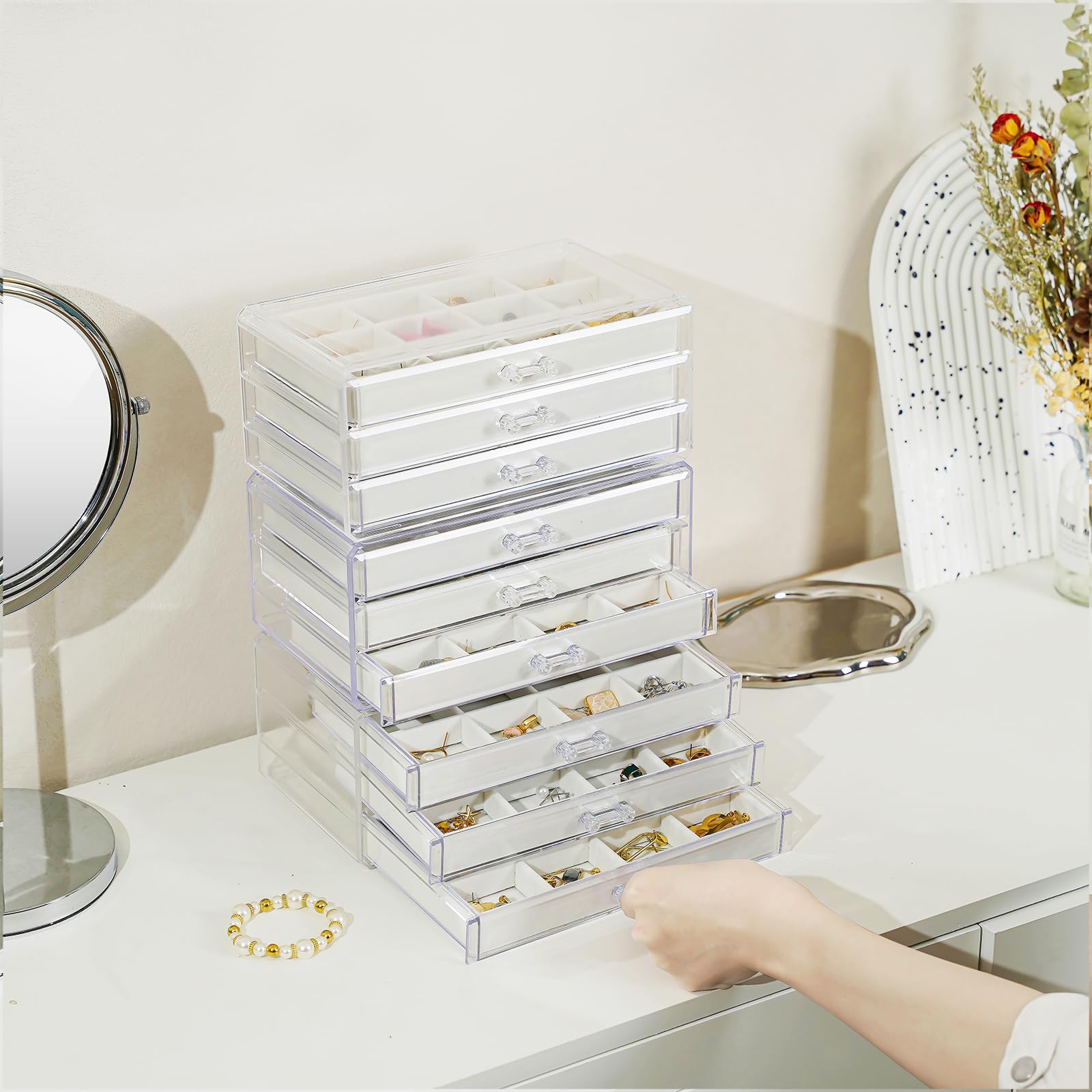 Acrylic Jewelry Box with Adjustable Velvet Trays