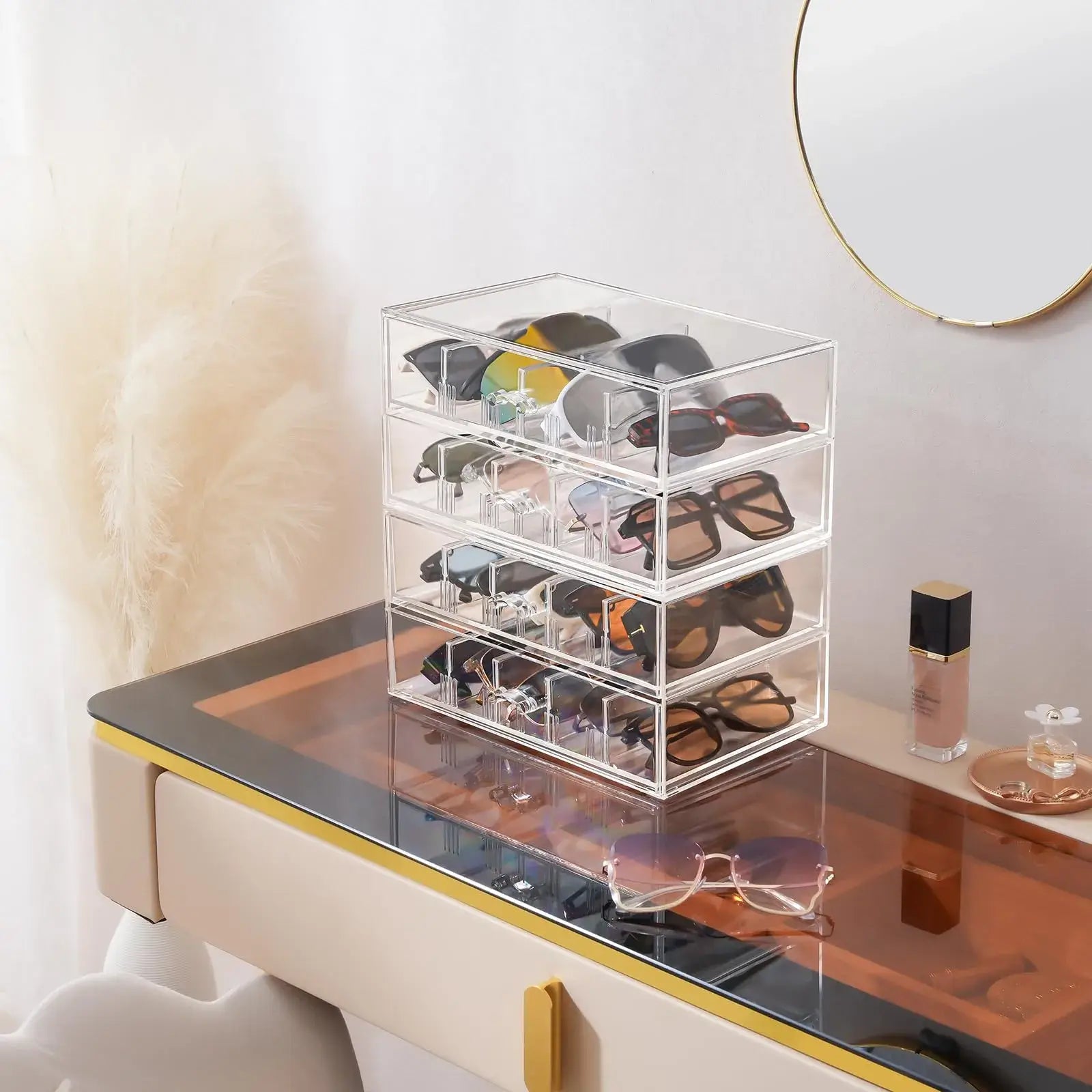 Clear Sunglasses Organizer with Drawer