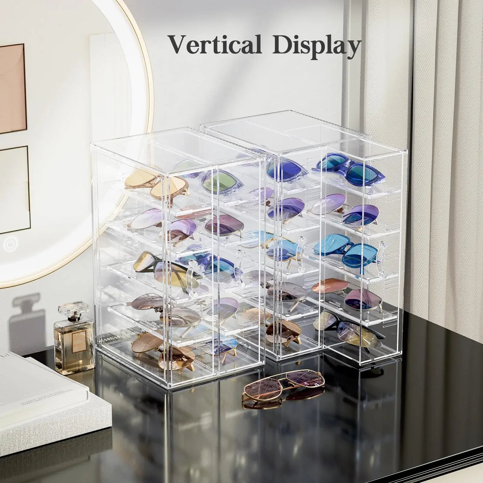 Clear Sunglasses Organizer with Drawer