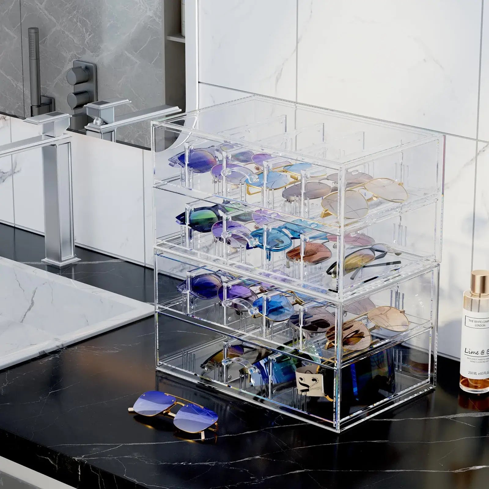 Clear Sunglasses Organizer with Drawer