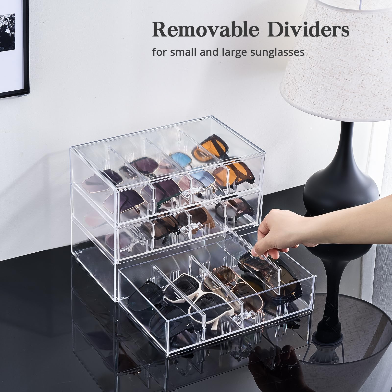 Clear Sunglasses Organizer with Drawer