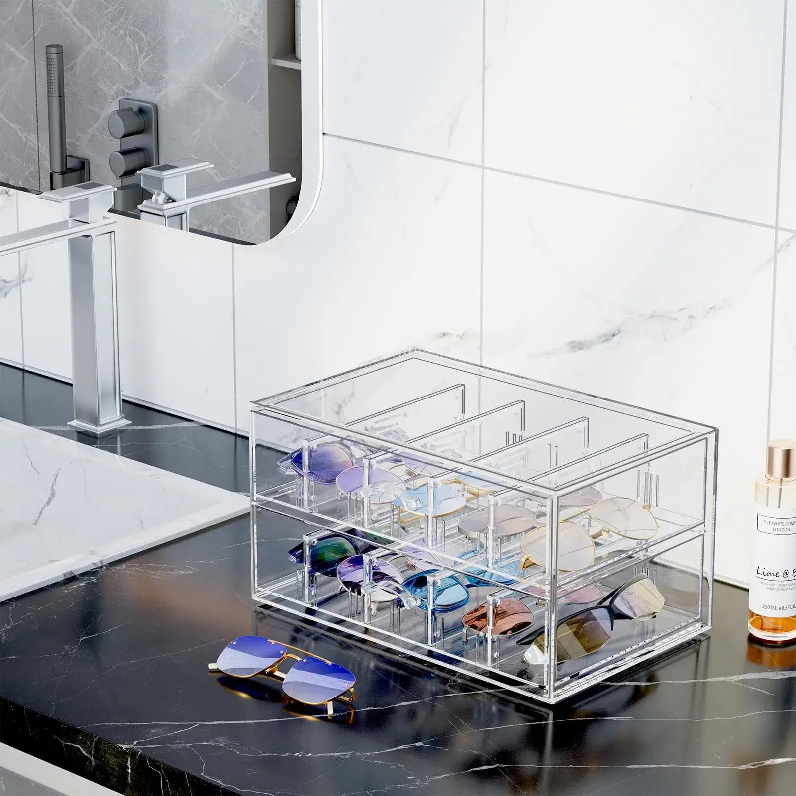 Clear Sunglasses Organizer with Drawer