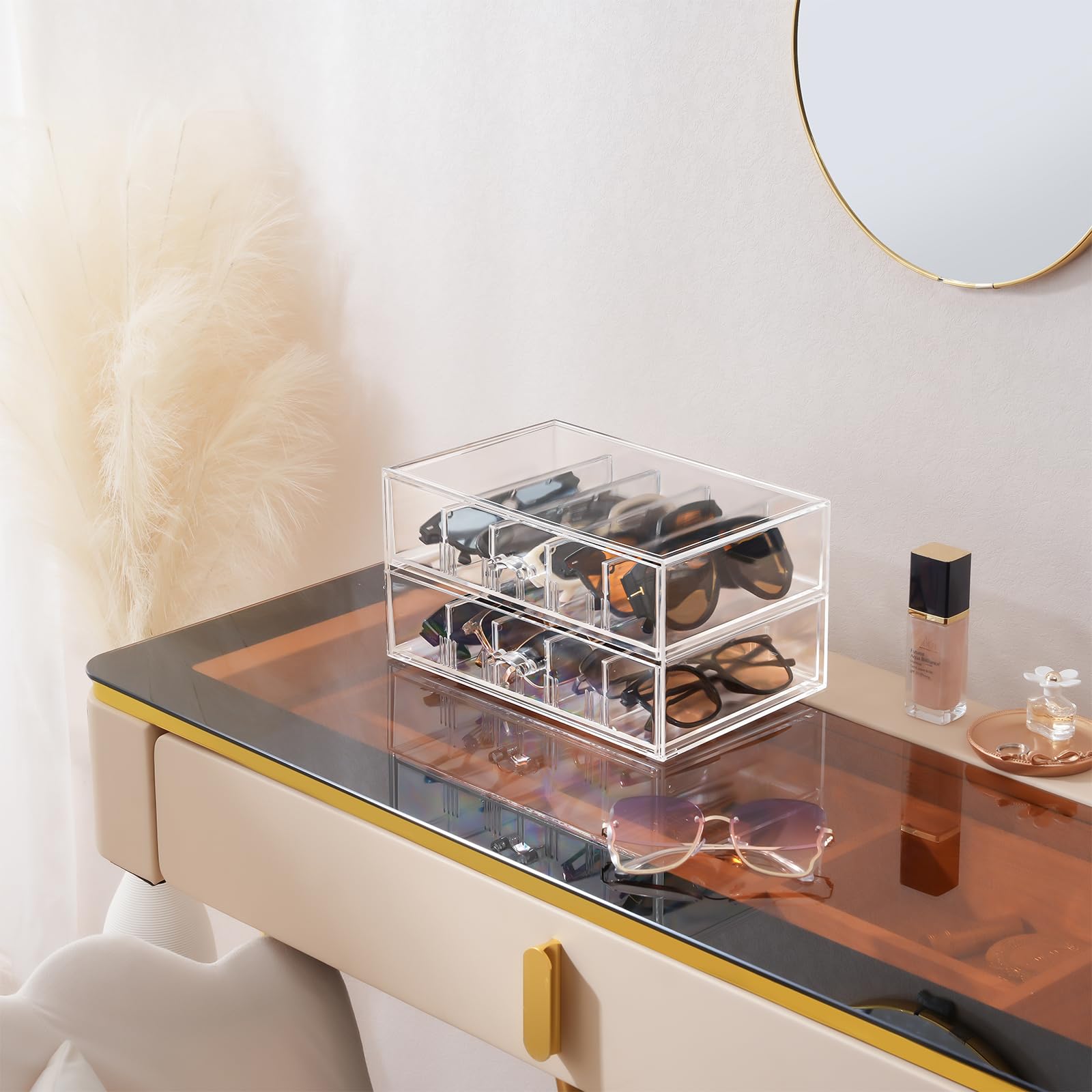 Clear Sunglasses Organizer with Drawer