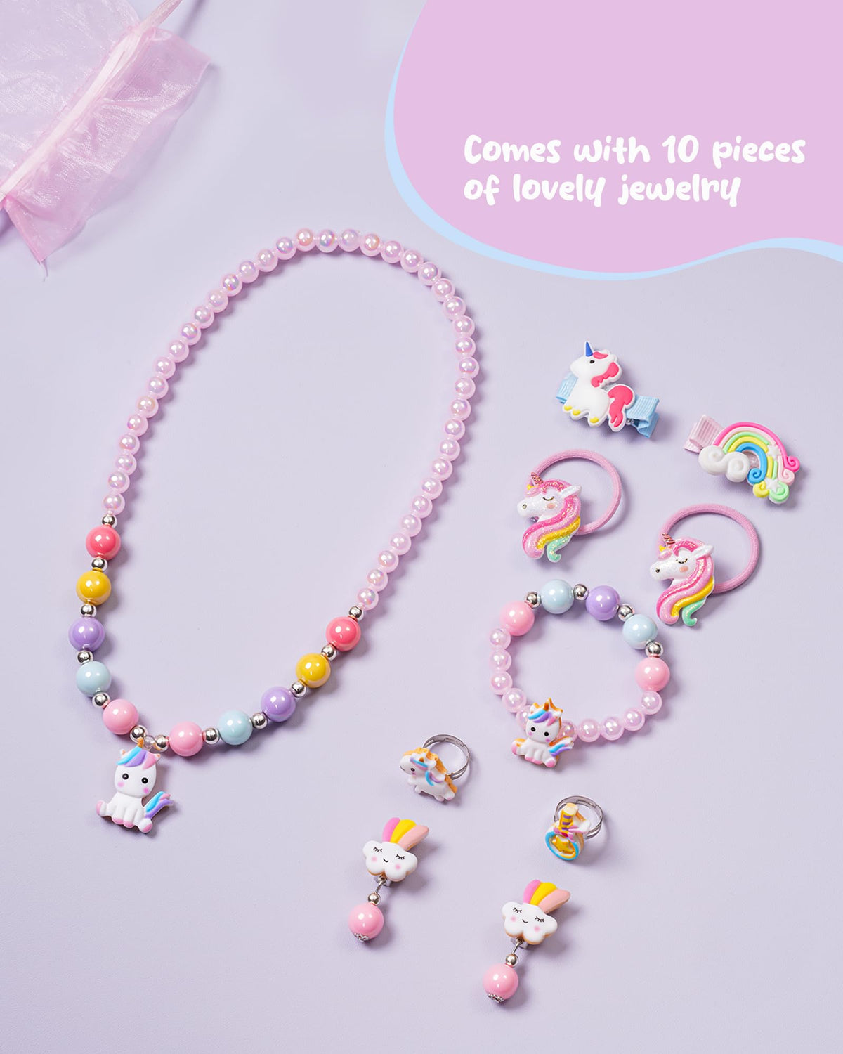 Initial A unicorn musical jewelry box presented as a gift set