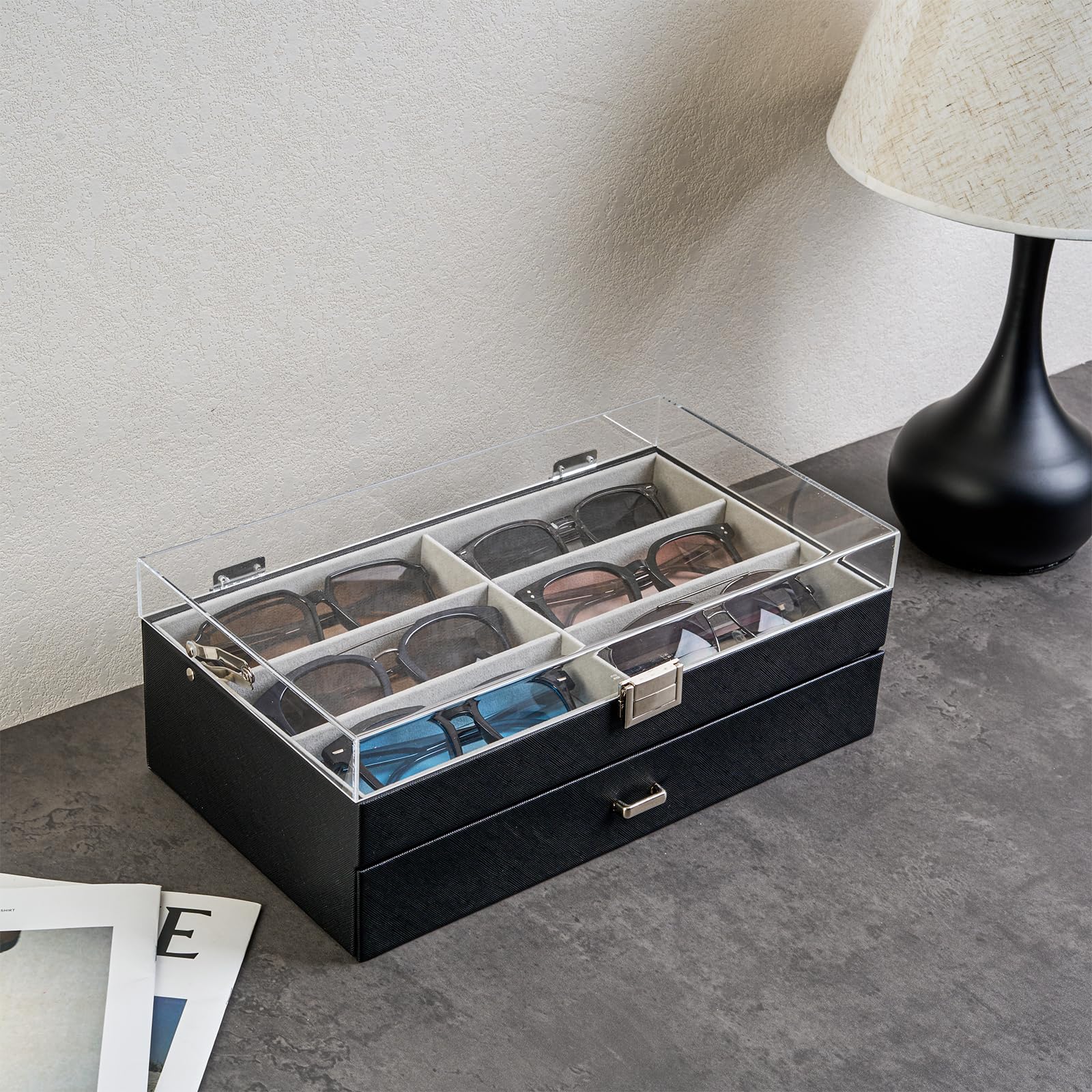 12 Slots Acrylic Clear Top Sunglass Organizer