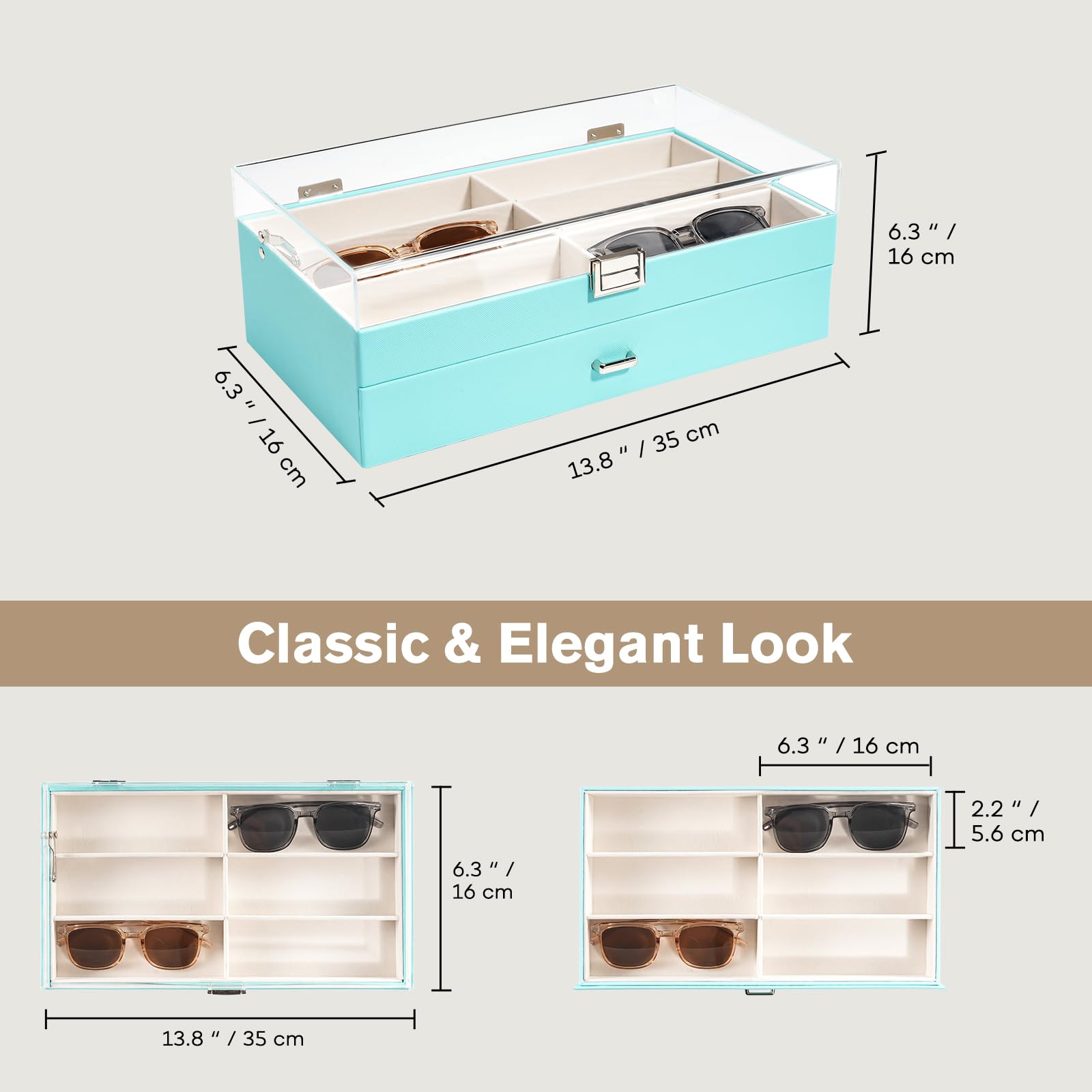 12 Slots Acrylic Clear Top Sunglass Organizer