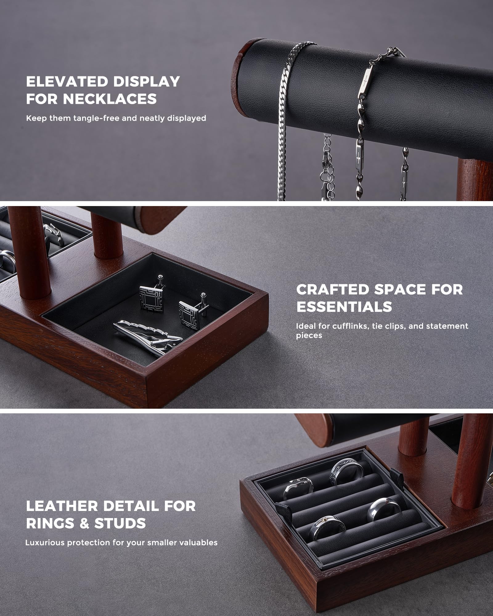 Wooden T-Bar Jewelry Organizer Stand