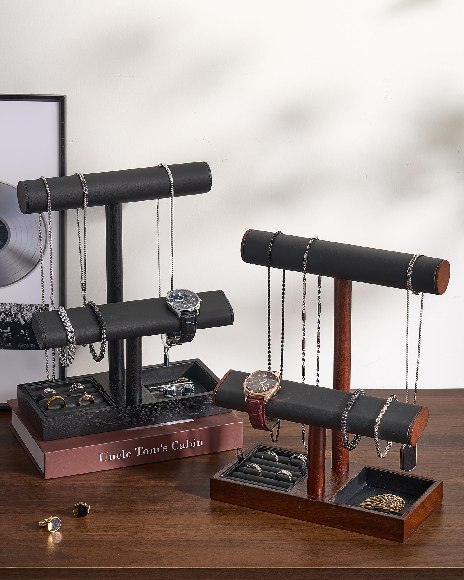 Wooden T-Bar Jewelry Organizer Stand