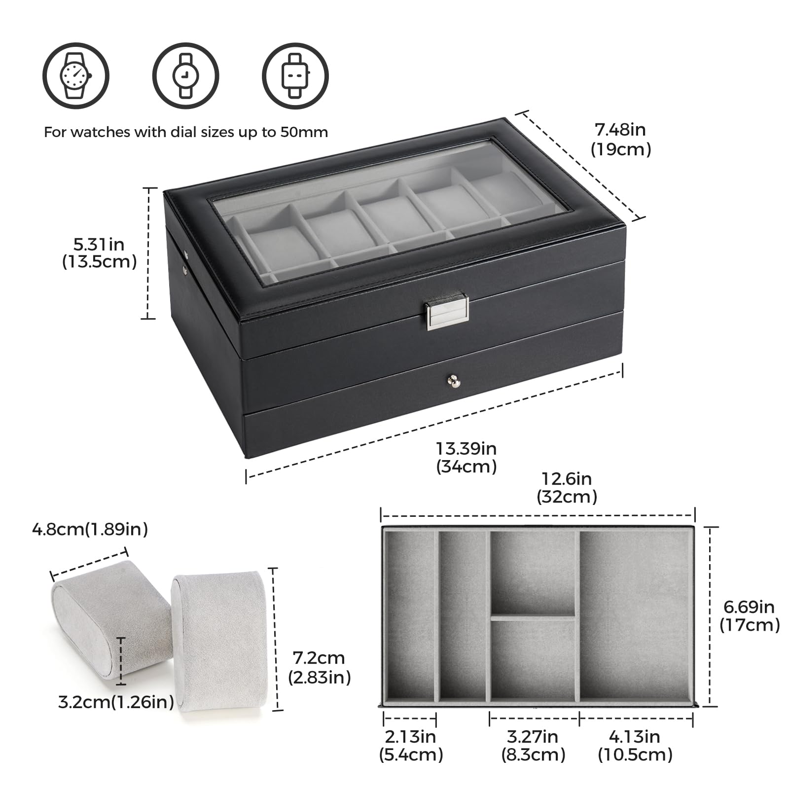 2-Layer PU Leather Watch Case for Watches & Accessories