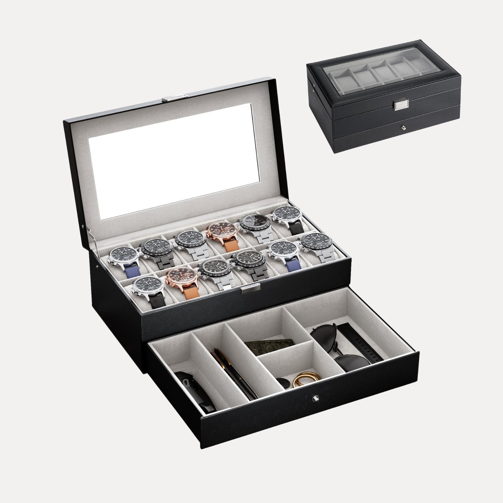 2-Layer PU Leather Watch Case for Watches & Accessories