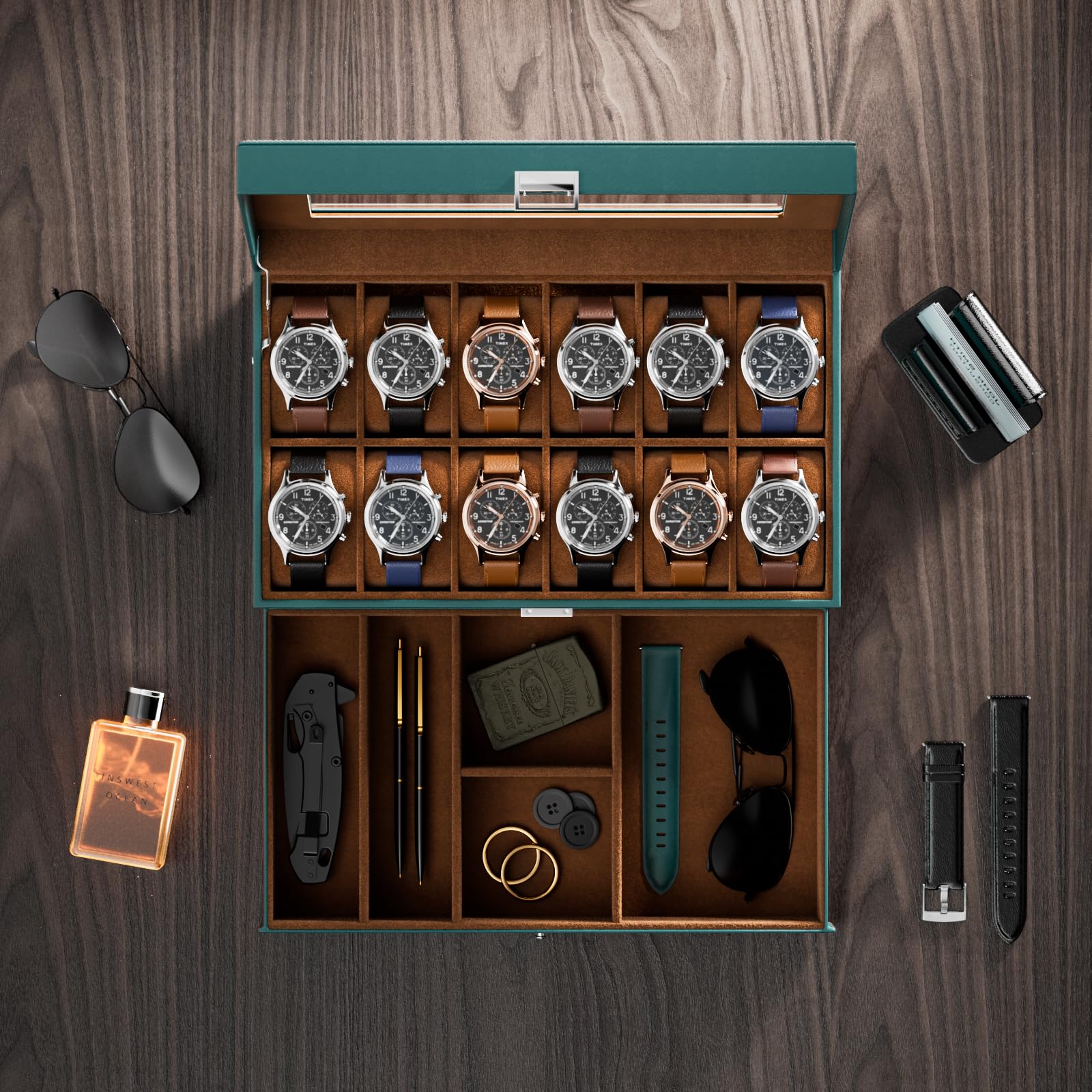 2-Layer PU Leather Watch Case for Watches & Accessories