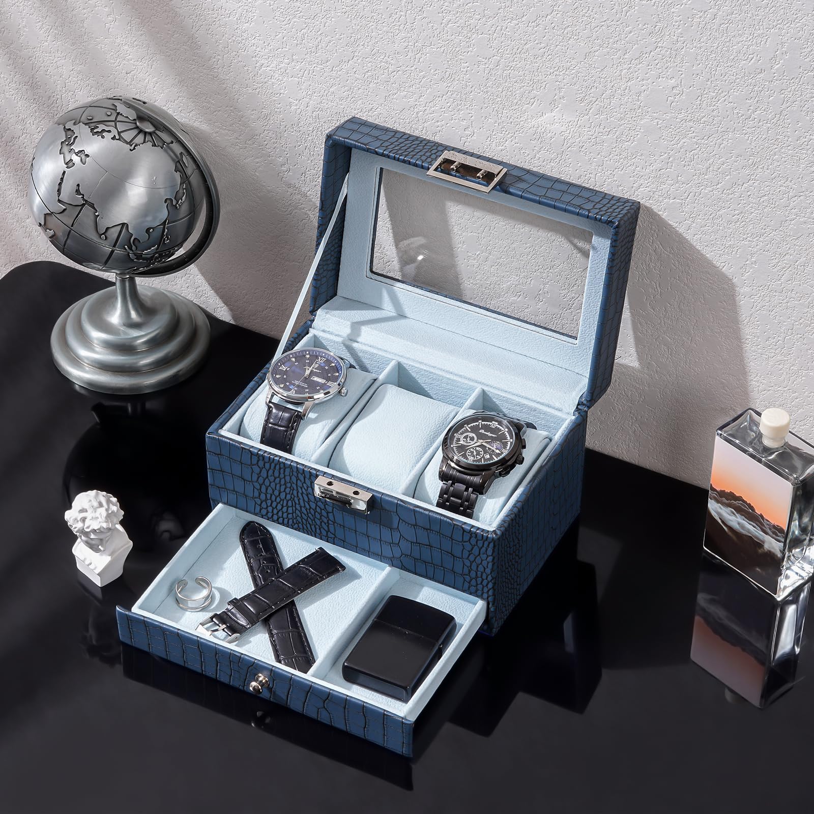 2-Layer PU Leather Watch Case for Watches & Accessories