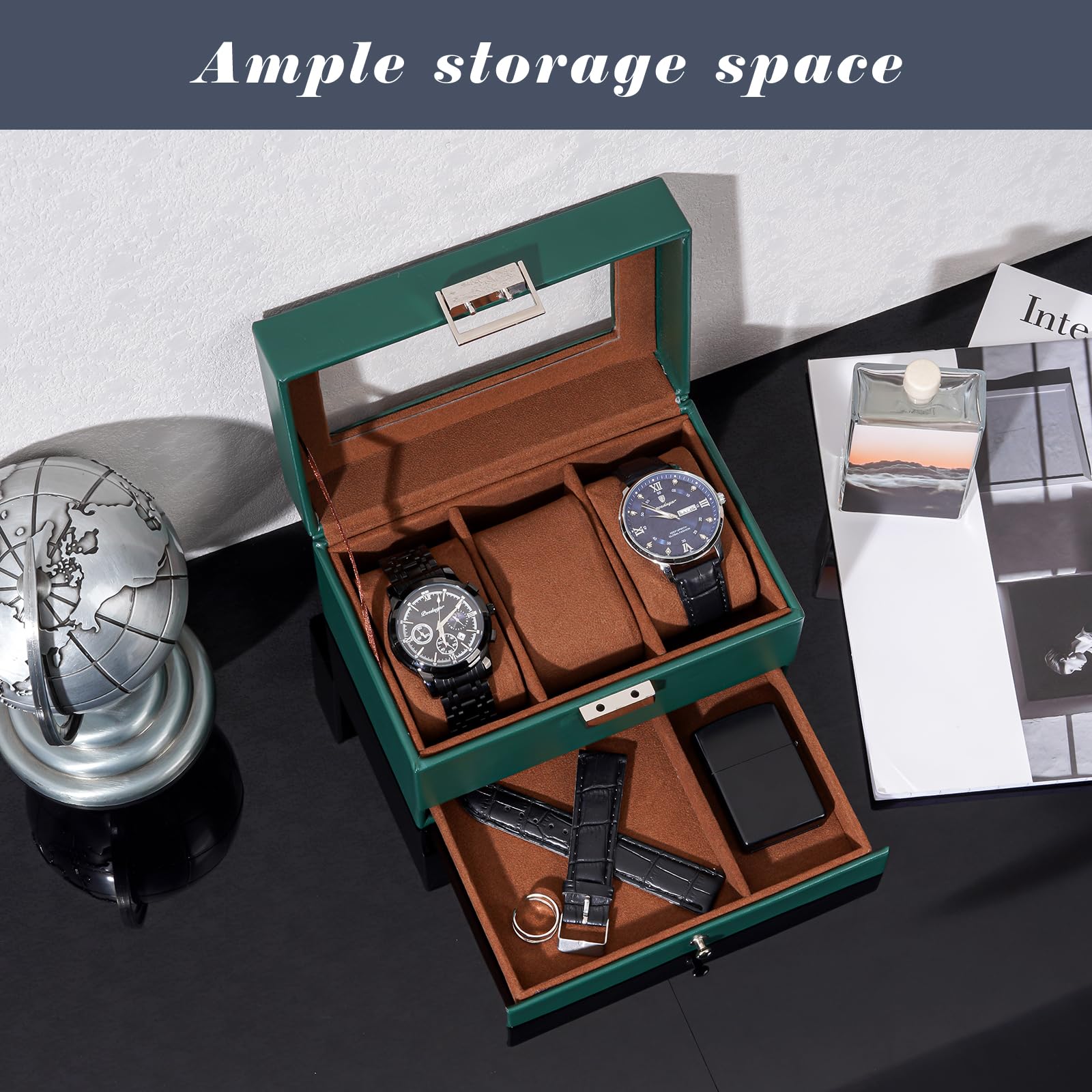 2-Layer PU Leather Watch Case for Watches & Accessories