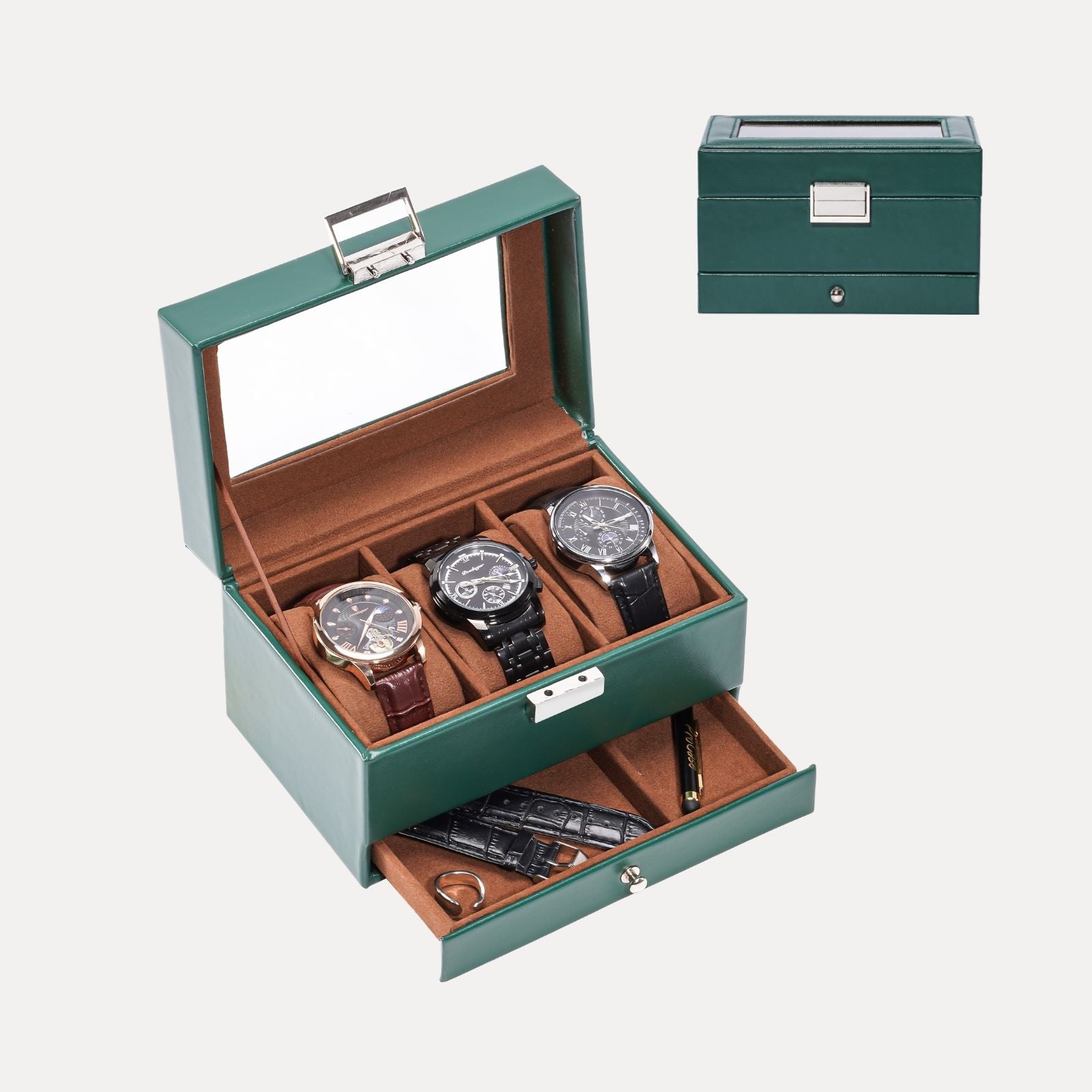 2-Layer PU Leather Watch Case for Watches & Accessories