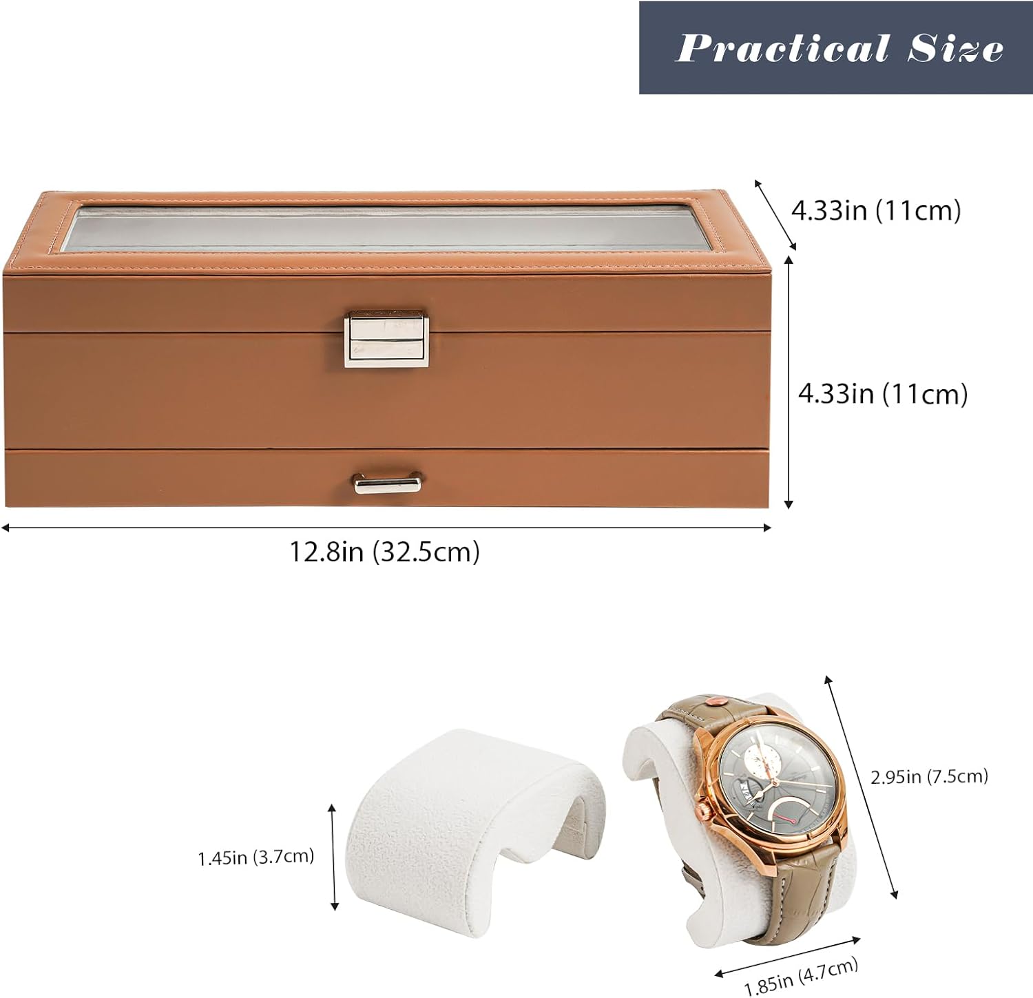 6 Slot 2-Layer Watch Display Case with Drawer