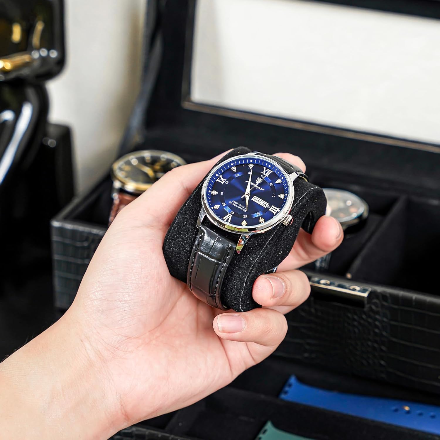 6 Slot 2-Layer Watch Display Case with Drawer