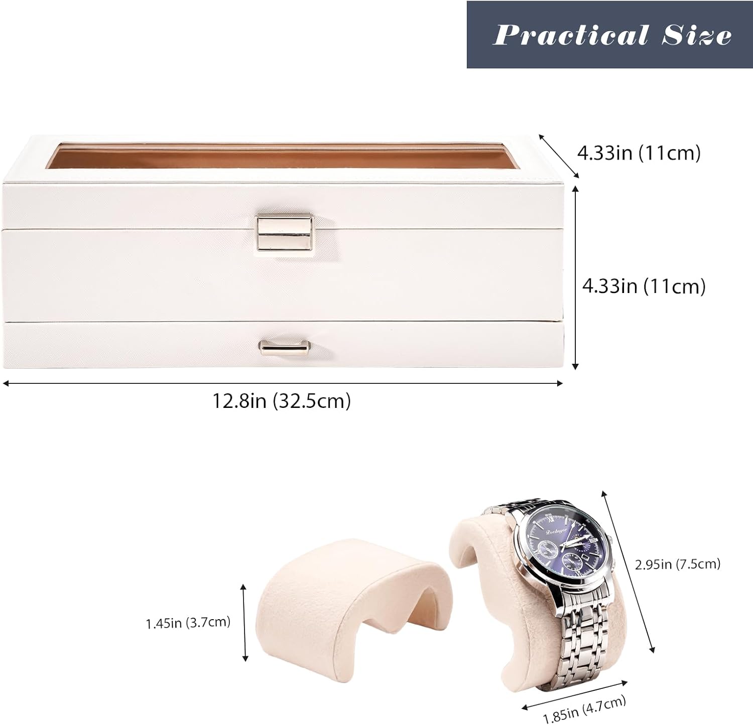 6 Slot 2-Layer Watch Display Case with Drawer