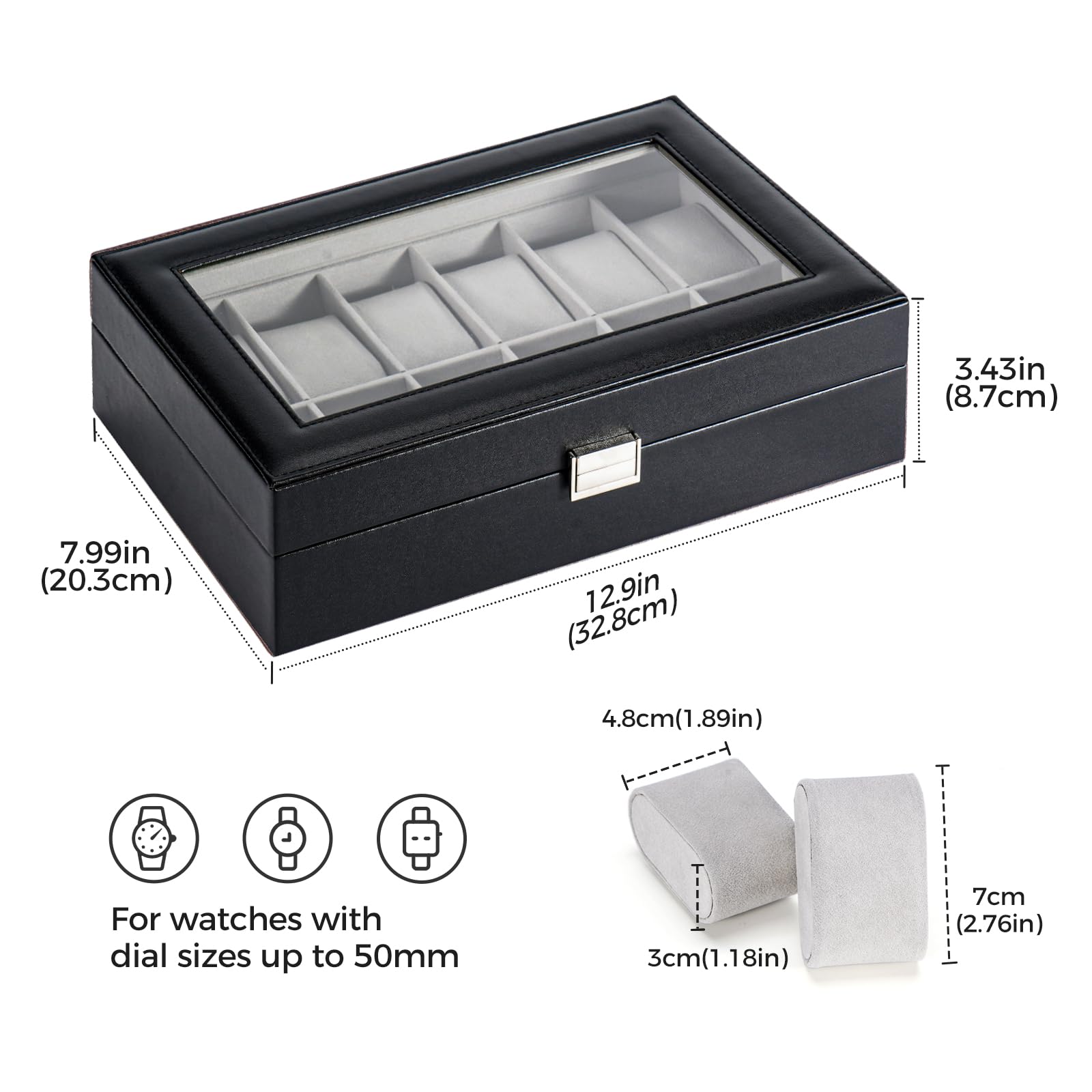 12-Slot Watch Box with Clear Display Window