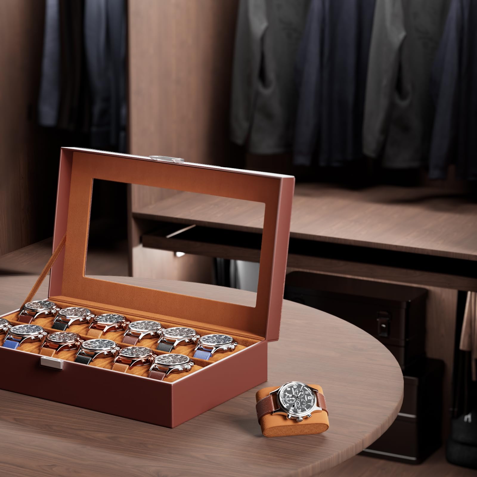 12-Slot Watch Box with Clear Display Window