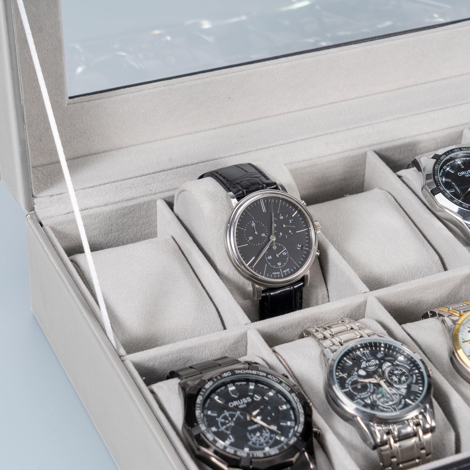12-Slot Watch Box with Clear Display Window