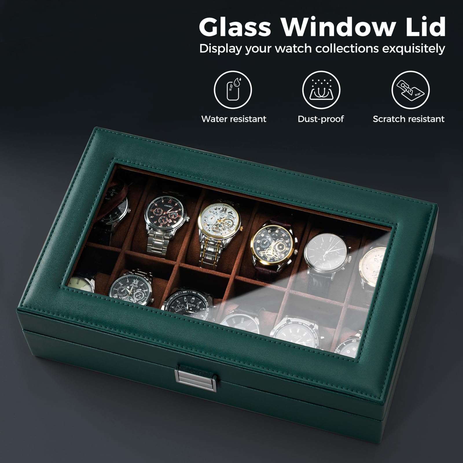 12-Slot Watch Box with Clear Display Window