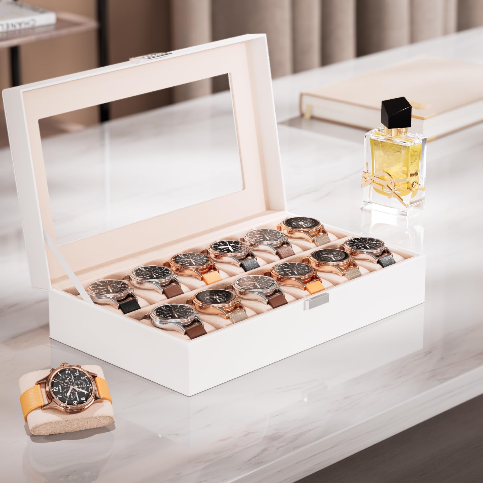 12-Slot Watch Box with Clear Display Window