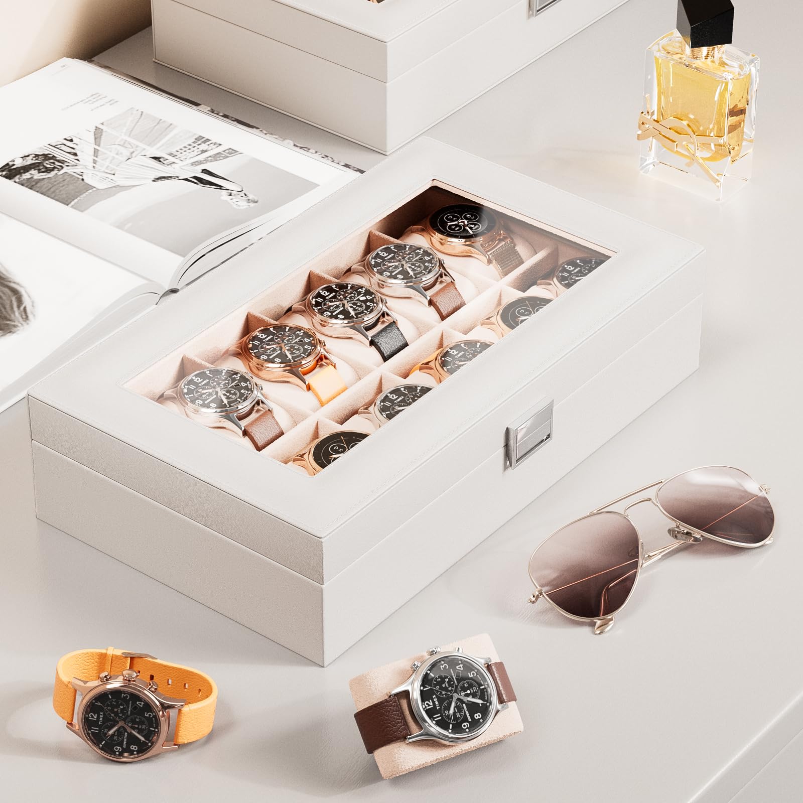 12-Slot Watch Box with Clear Display Window