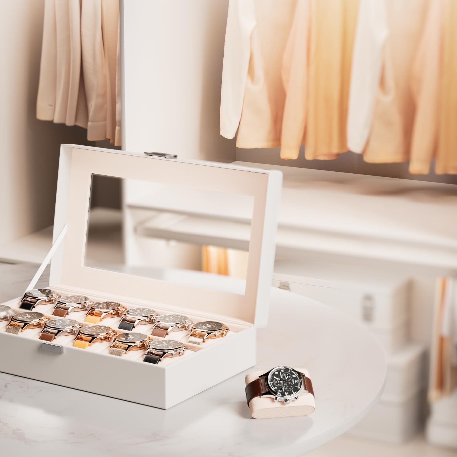 12-Slot Watch Box with Clear Display Window