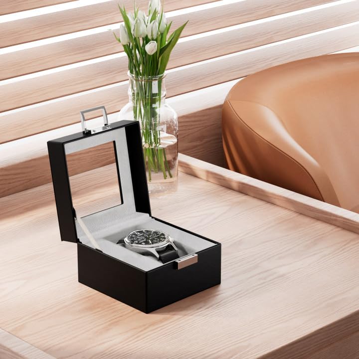 Single Watch Display Case with Glass Lid