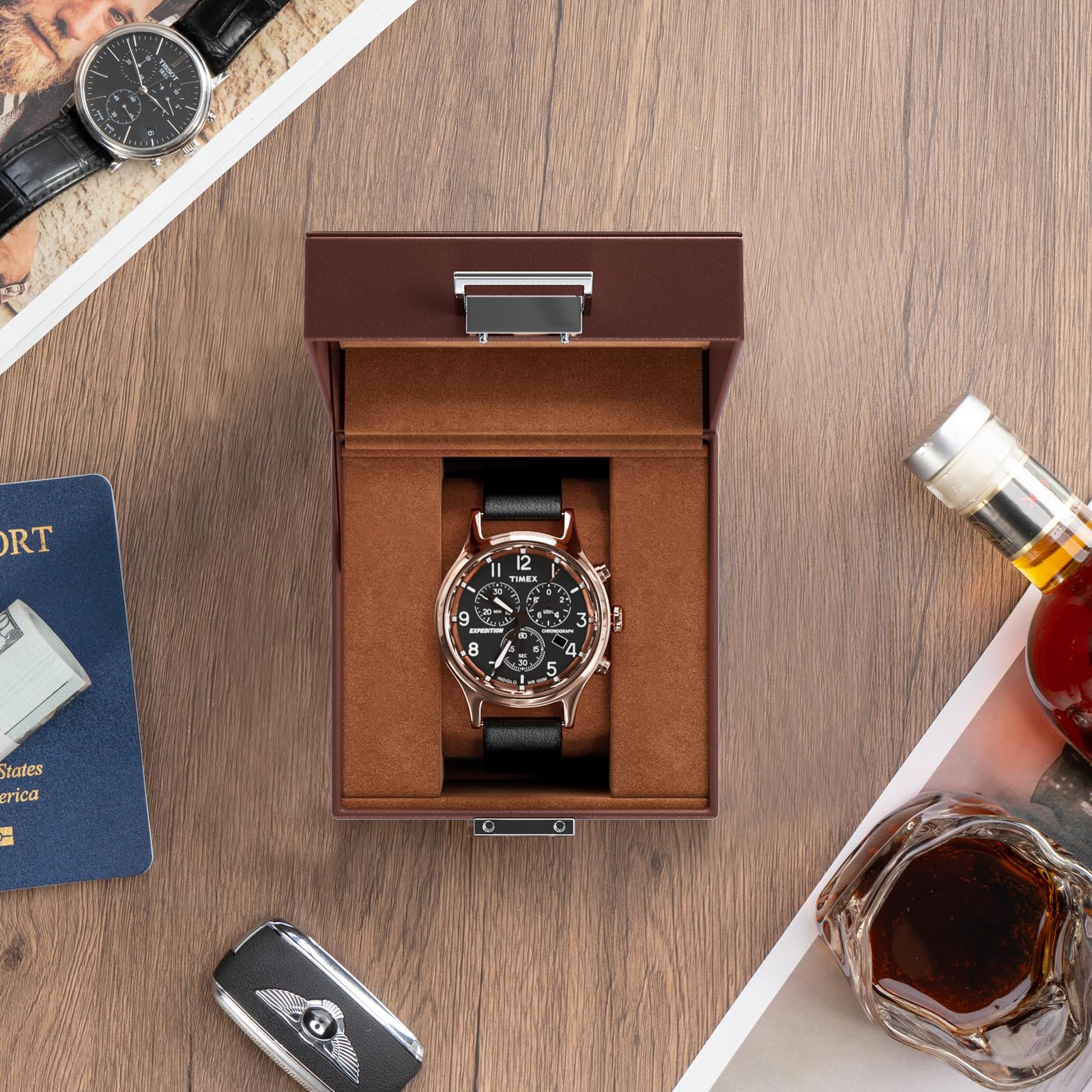 Single Watch Display Case with Glass Lid