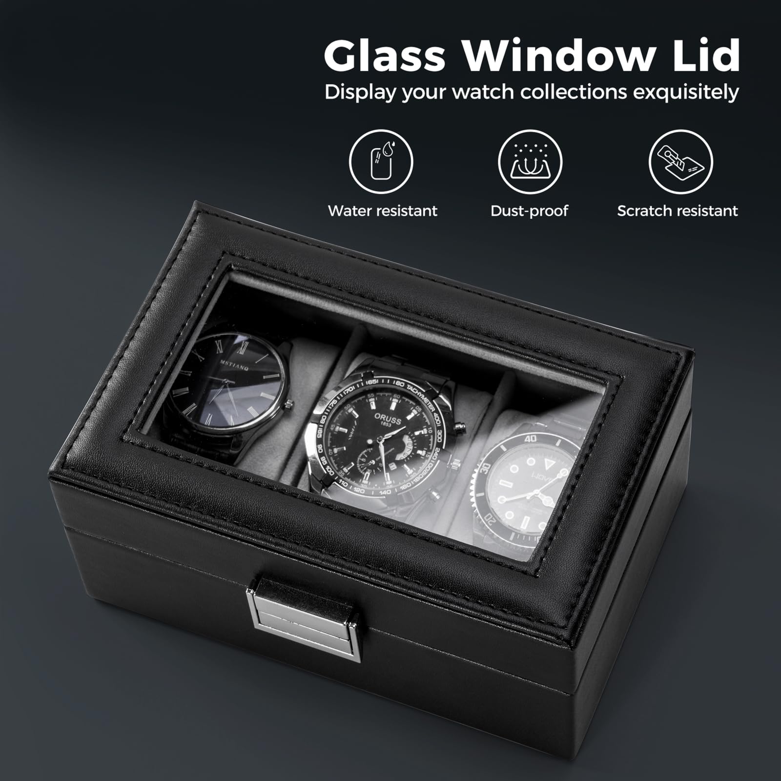 Watch Display & Storage Organizer with Glass Lid