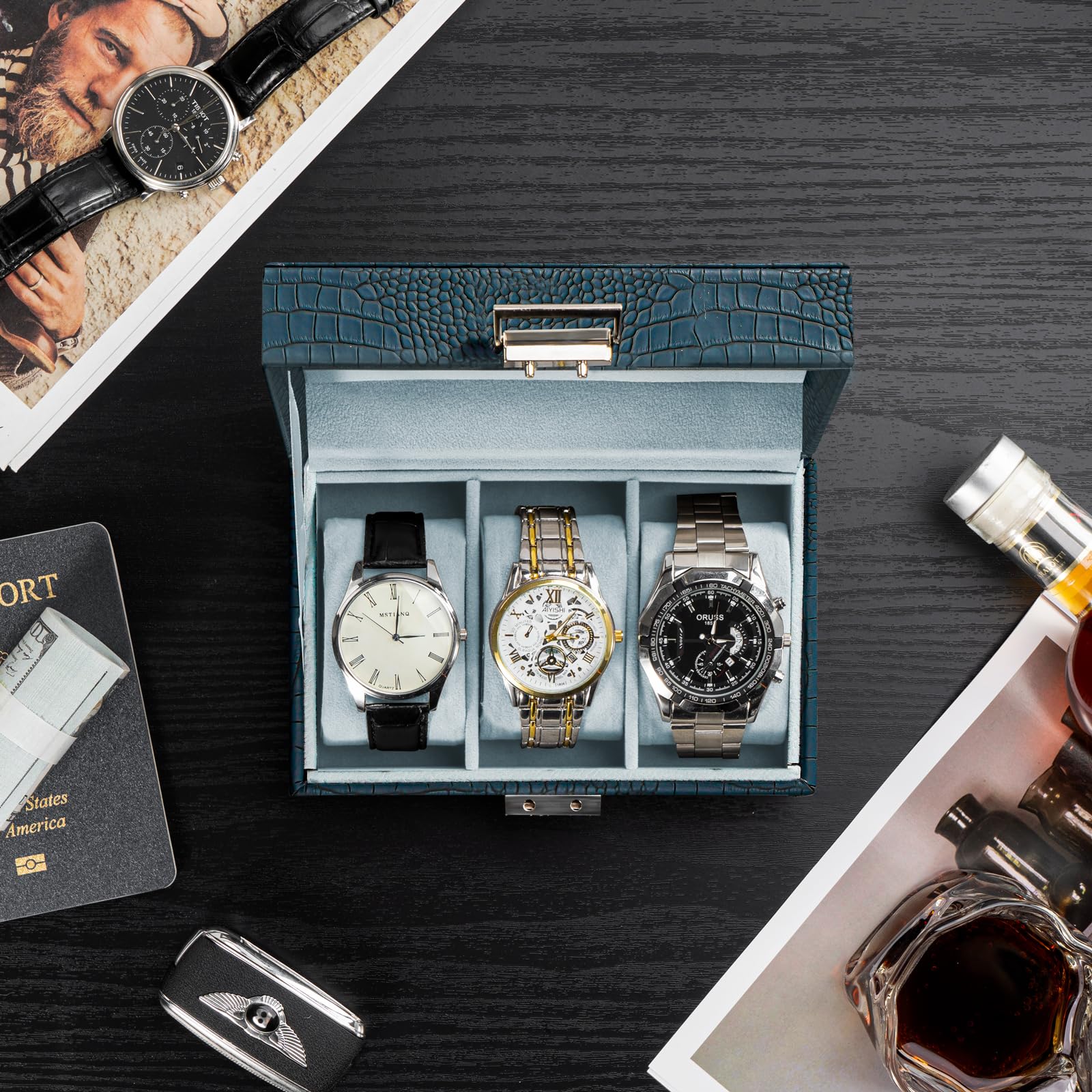 Watch Display & Storage Organizer with Glass Lid