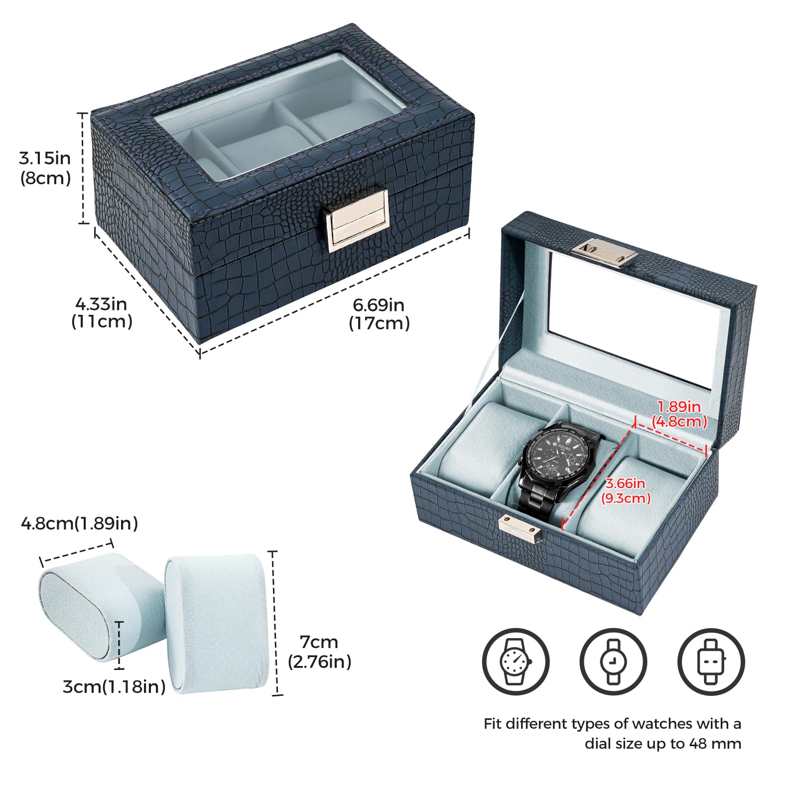 Watch Display & Storage Organizer with Glass Lid