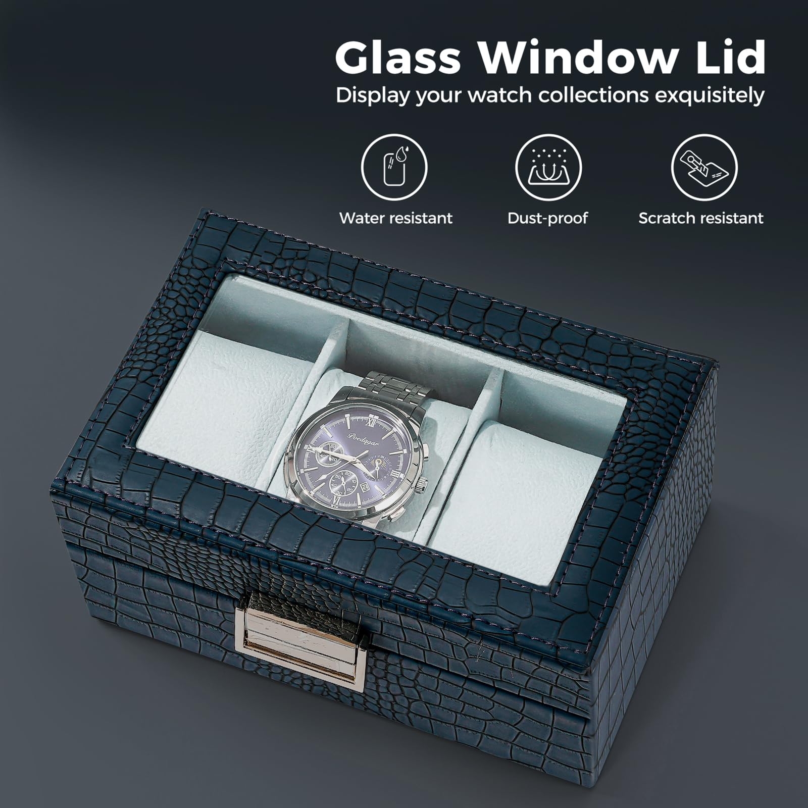 Watch Display & Storage Organizer with Glass Lid