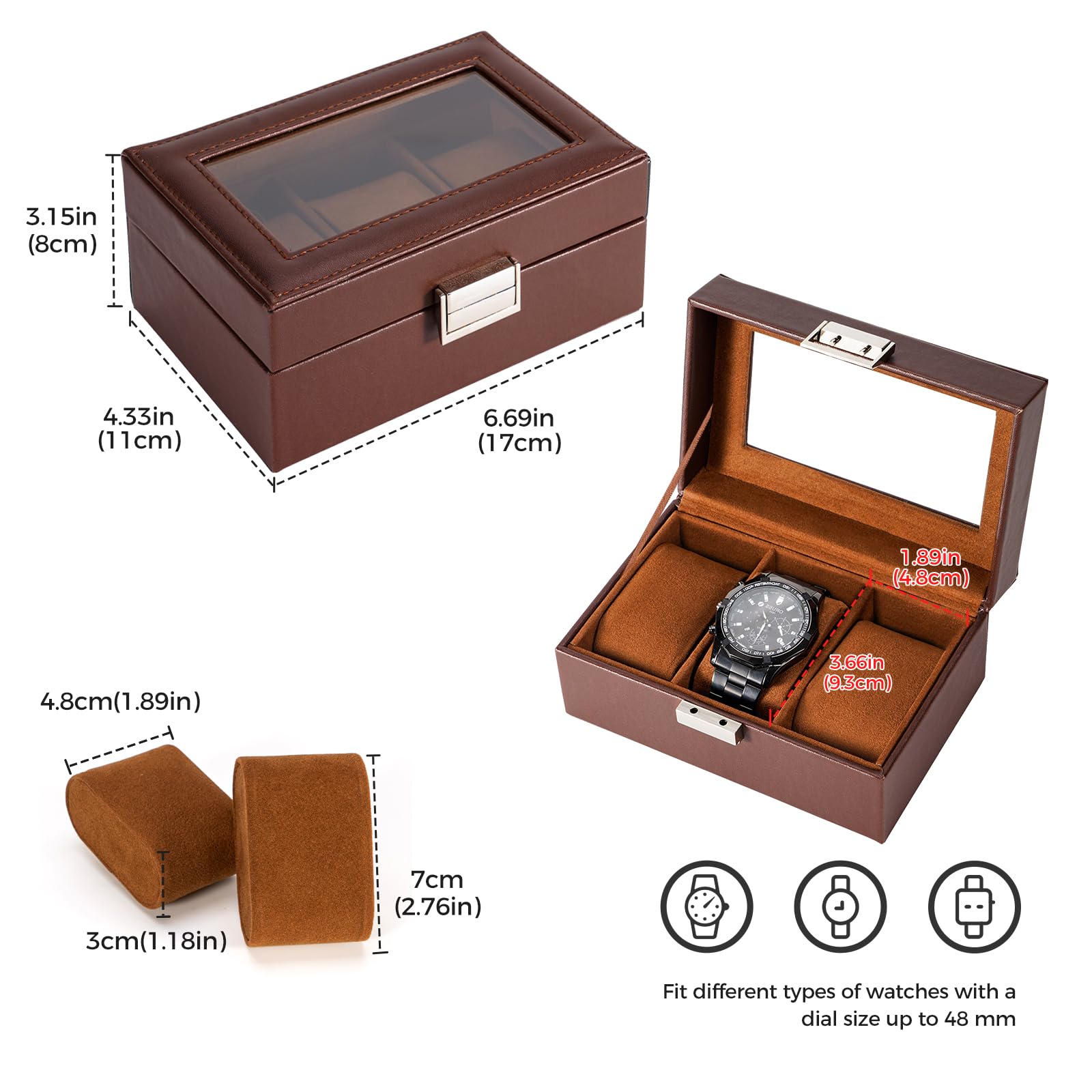 Watch Display & Storage Organizer with Glass Lid