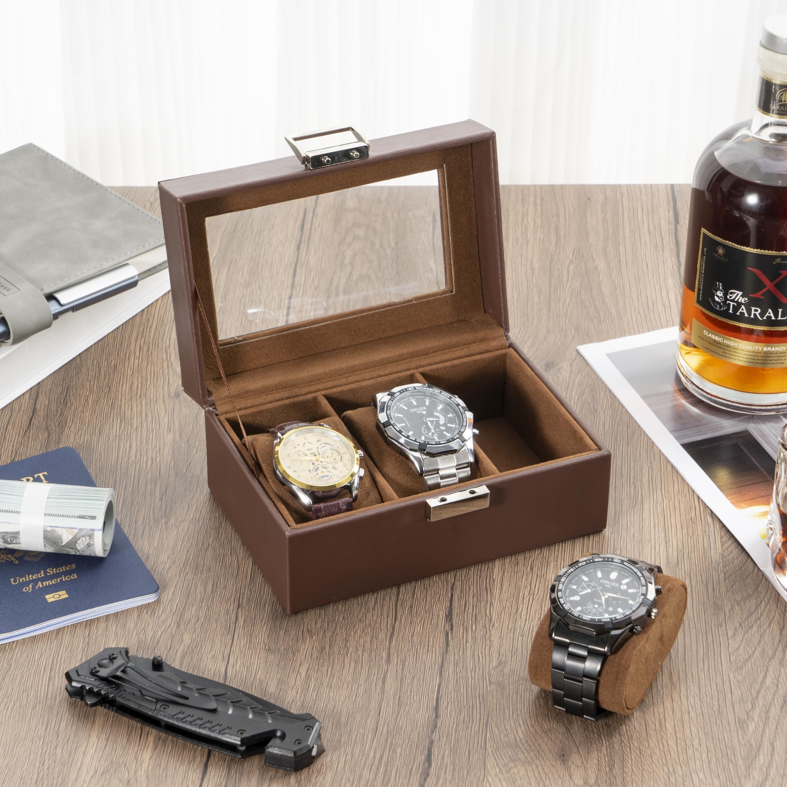 Watch Display & Storage Organizer with Glass Lid