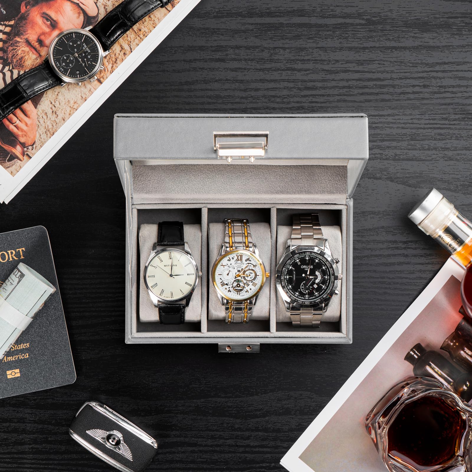 Watch Display & Storage Organizer with Glass Lid