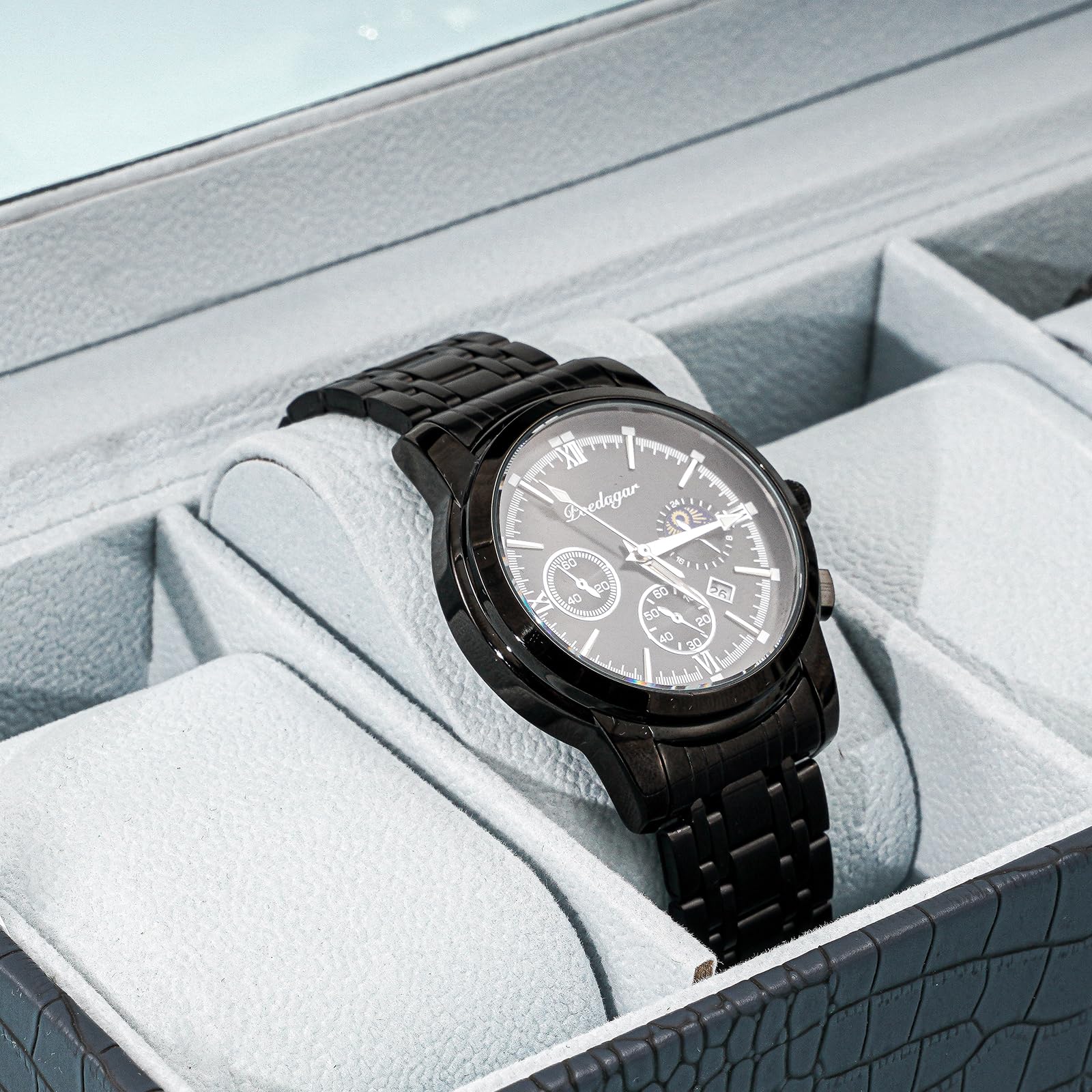 6 Slot Watch Display Case with Glass Lid