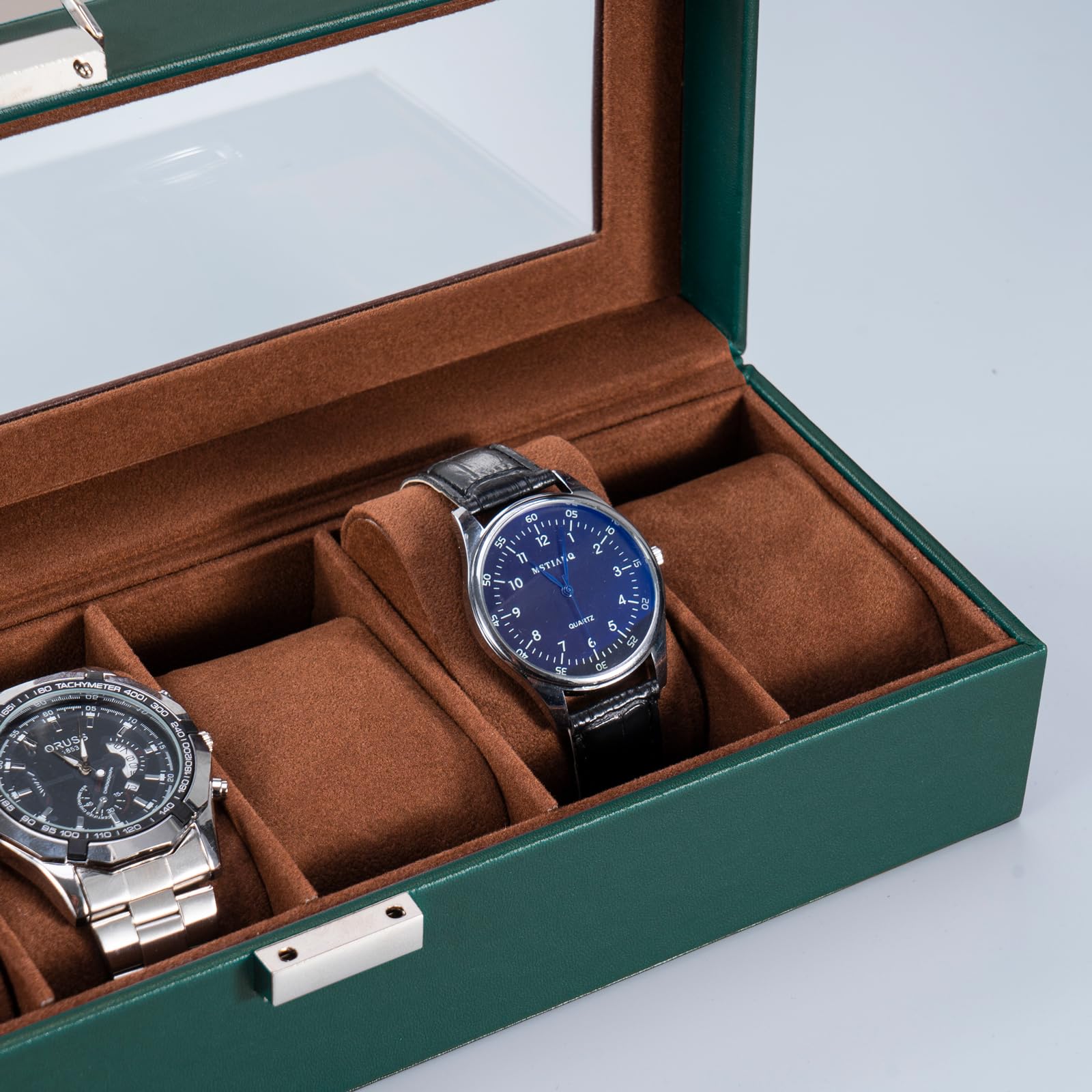 6 Slot Watch Display Case with Glass Lid