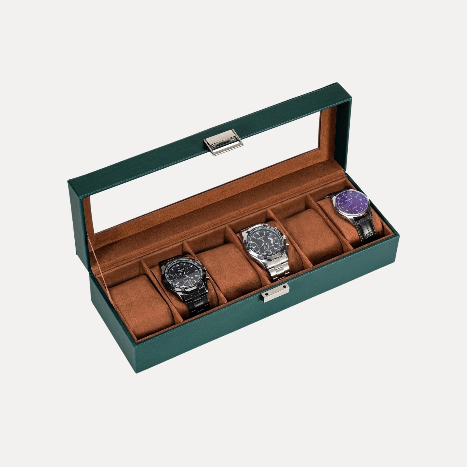 6 Slot Watch Display Case with Glass Lid