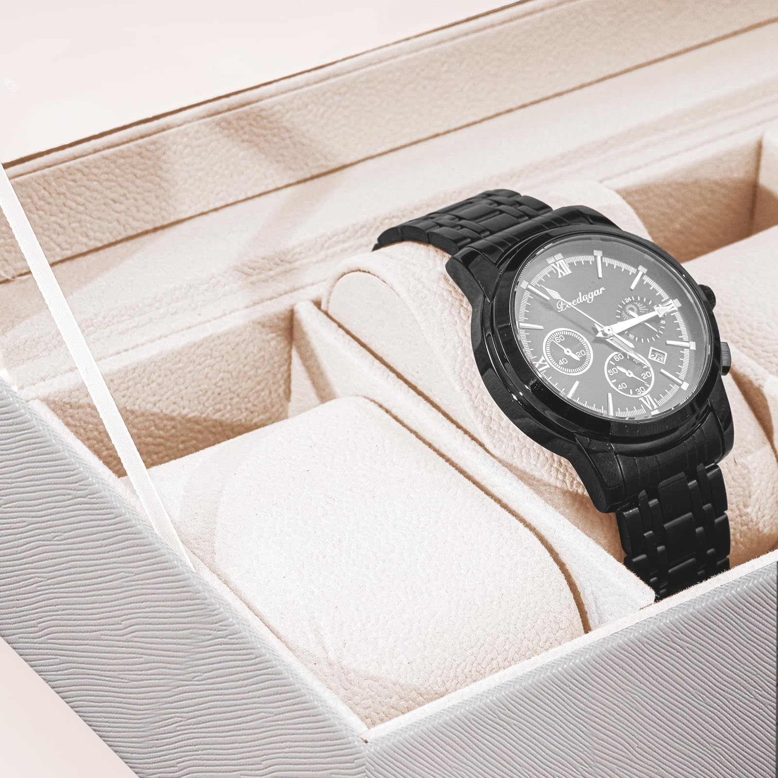 6 Slot Watch Display Case with Glass Lid