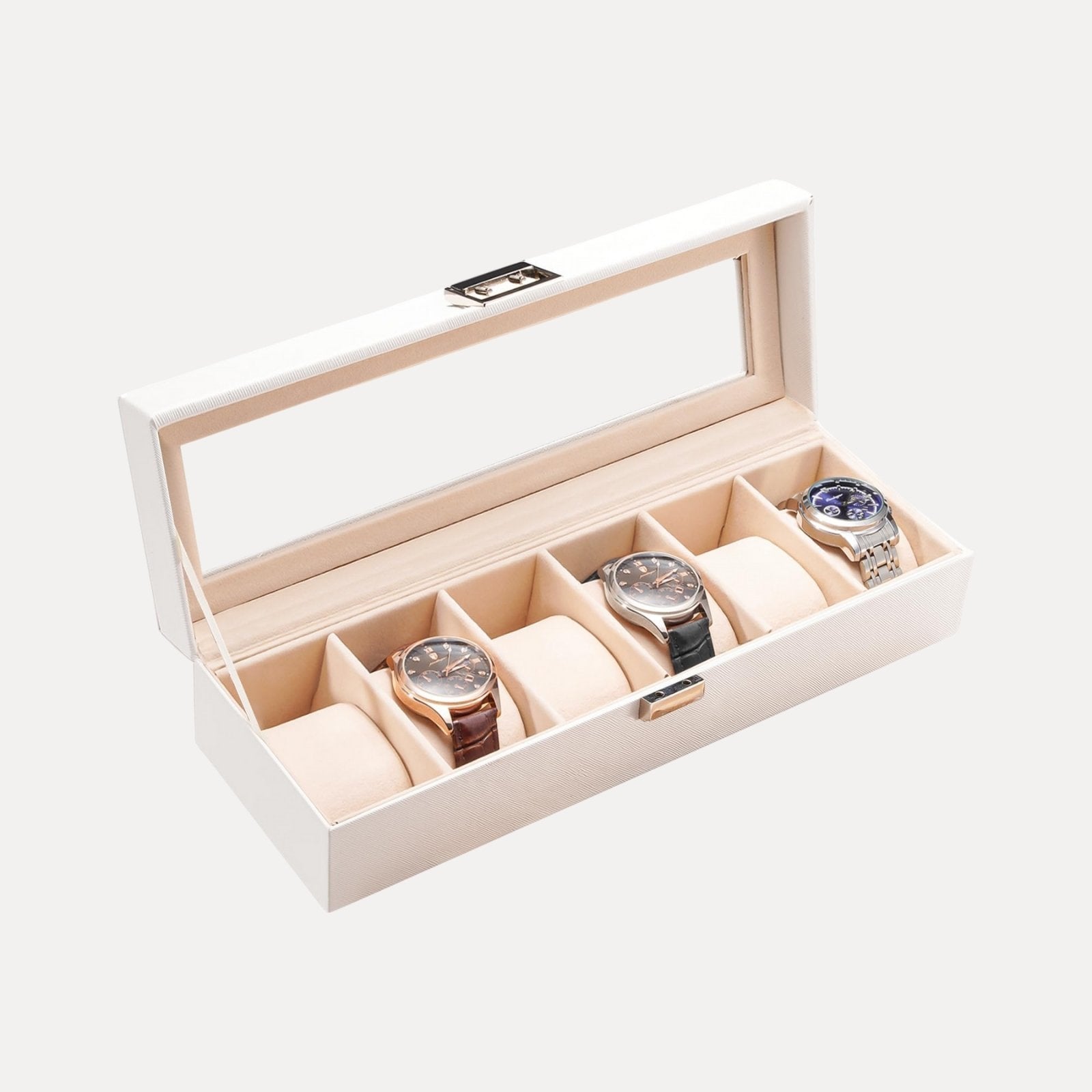 6 Slot Watch Display Case with Glass Lid