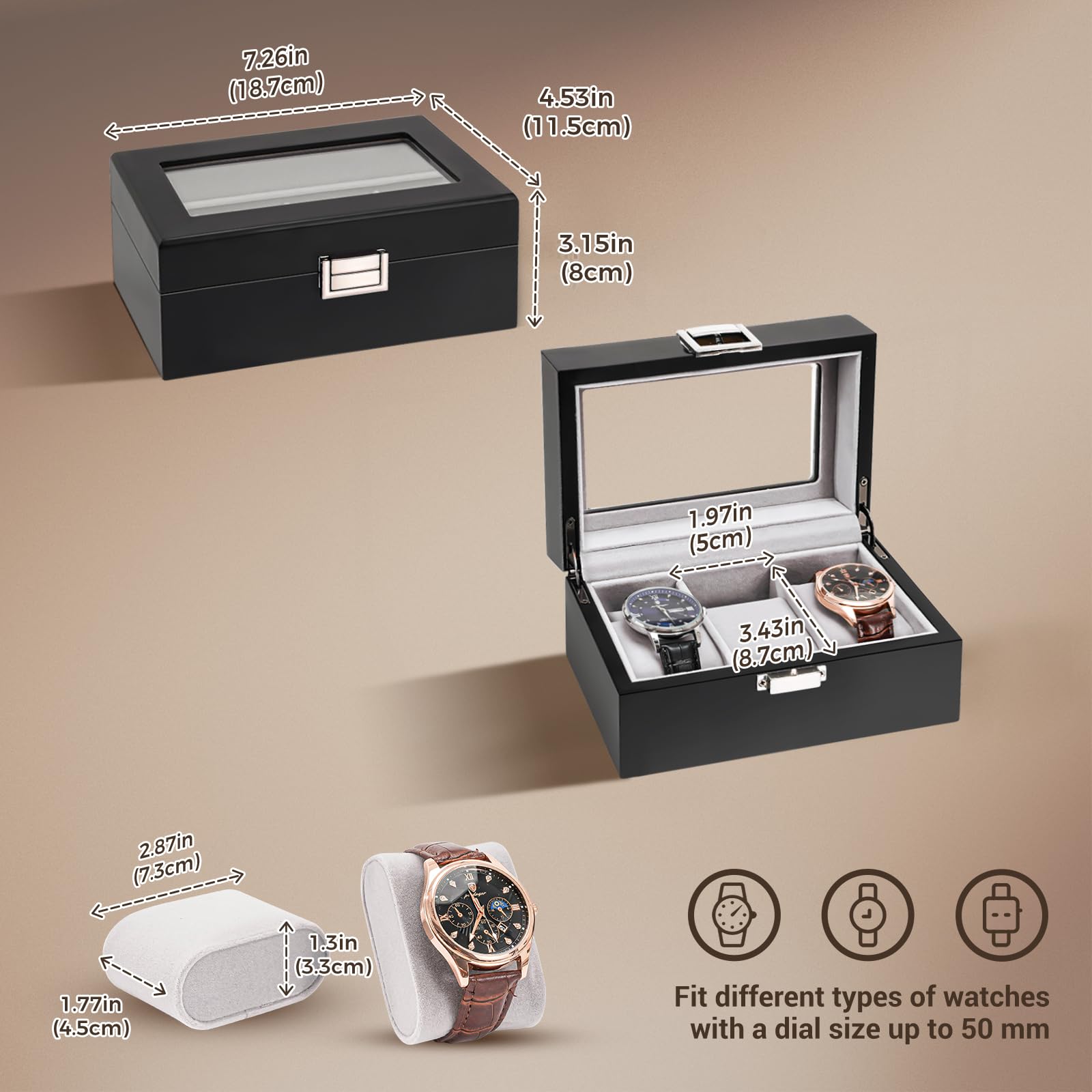 Watch Display & Storage Organizer with Glass Lid